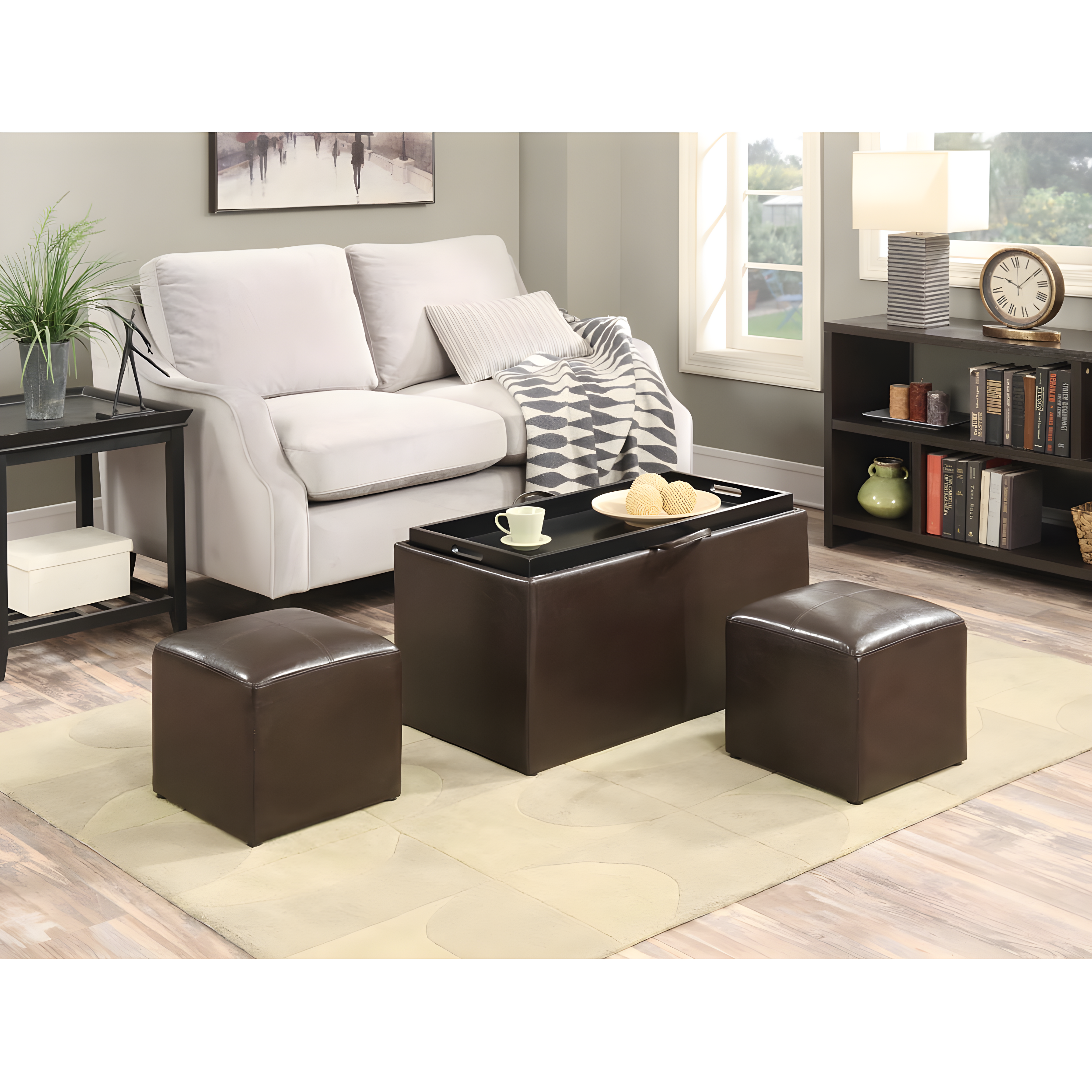 Convenience Concepts Sheridan 3 Piece Living Room Set with Storage, Espresso