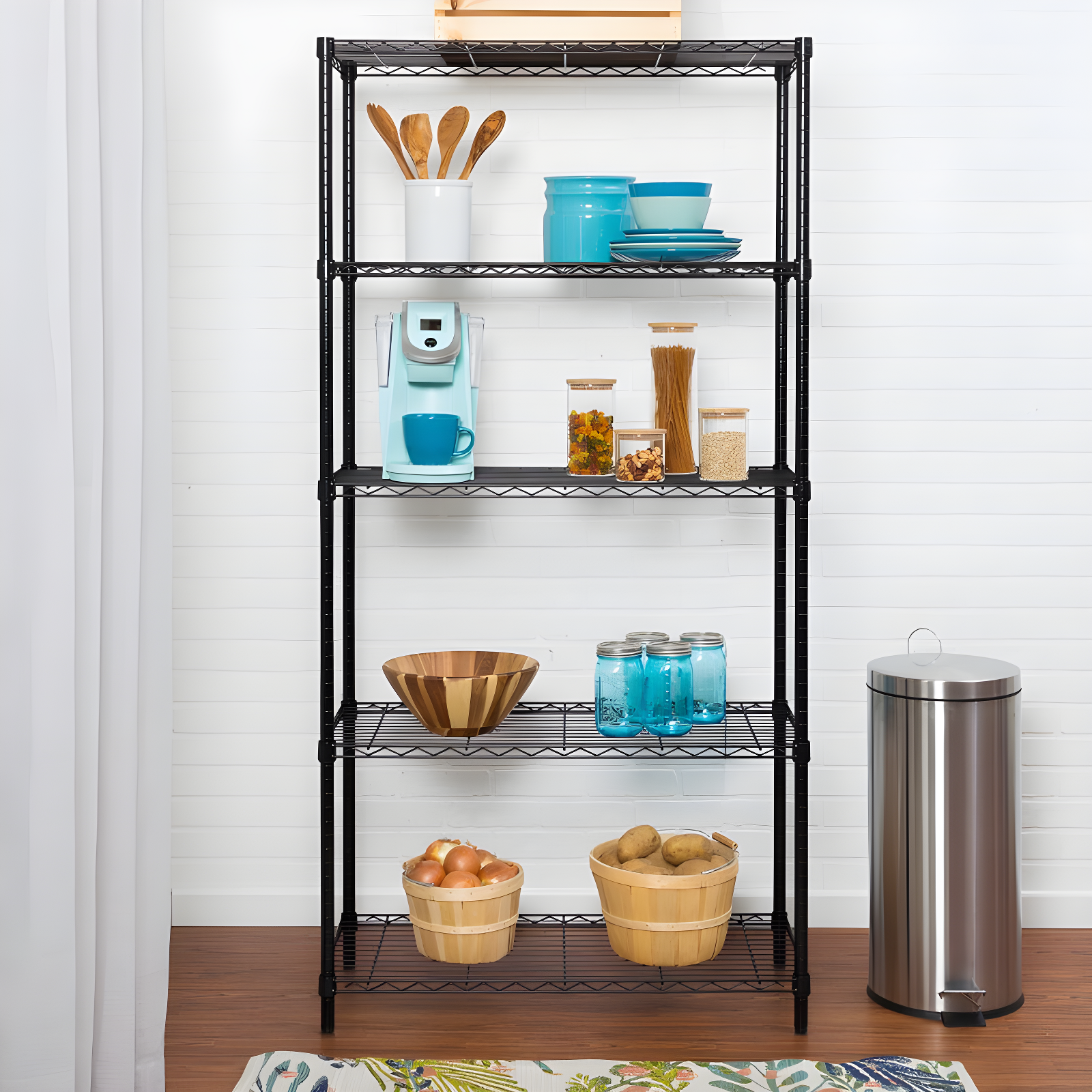 Honey Can Do 5-Tier Metal Height-Adjustable Shelving Unit (36" W X 72" H x 16" D)