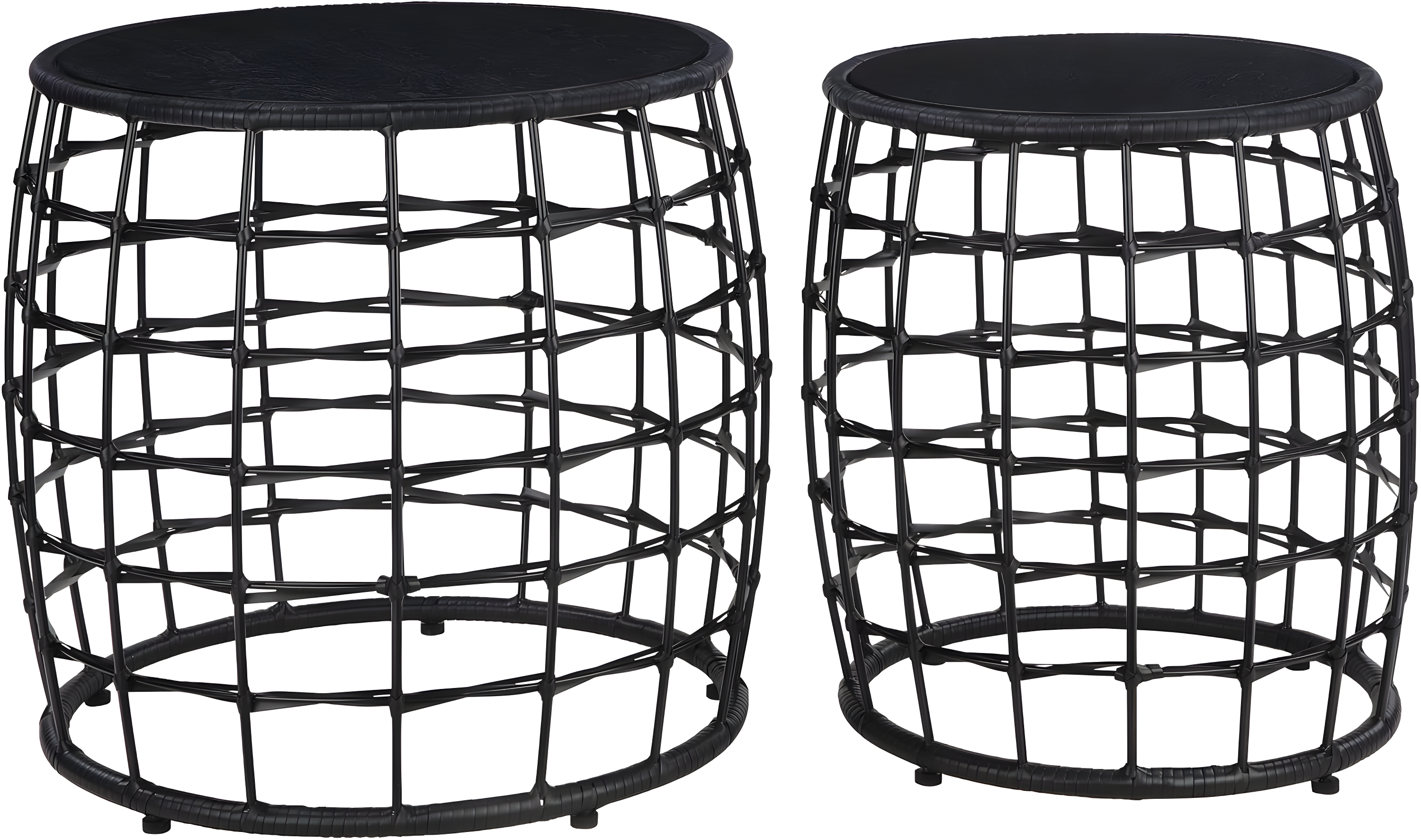 Cambria Drum Nesting Tables-2 Piece set-in Engineered Wood Black