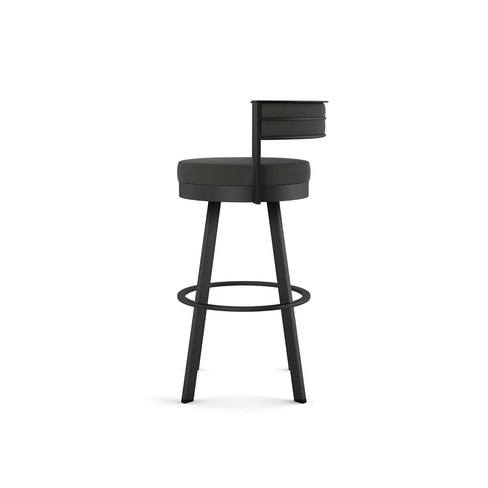 Amisco Browser Upholstered Counter Height Barstool Gray/Black: 10-Year Warranty, Steel Frame, Polyester