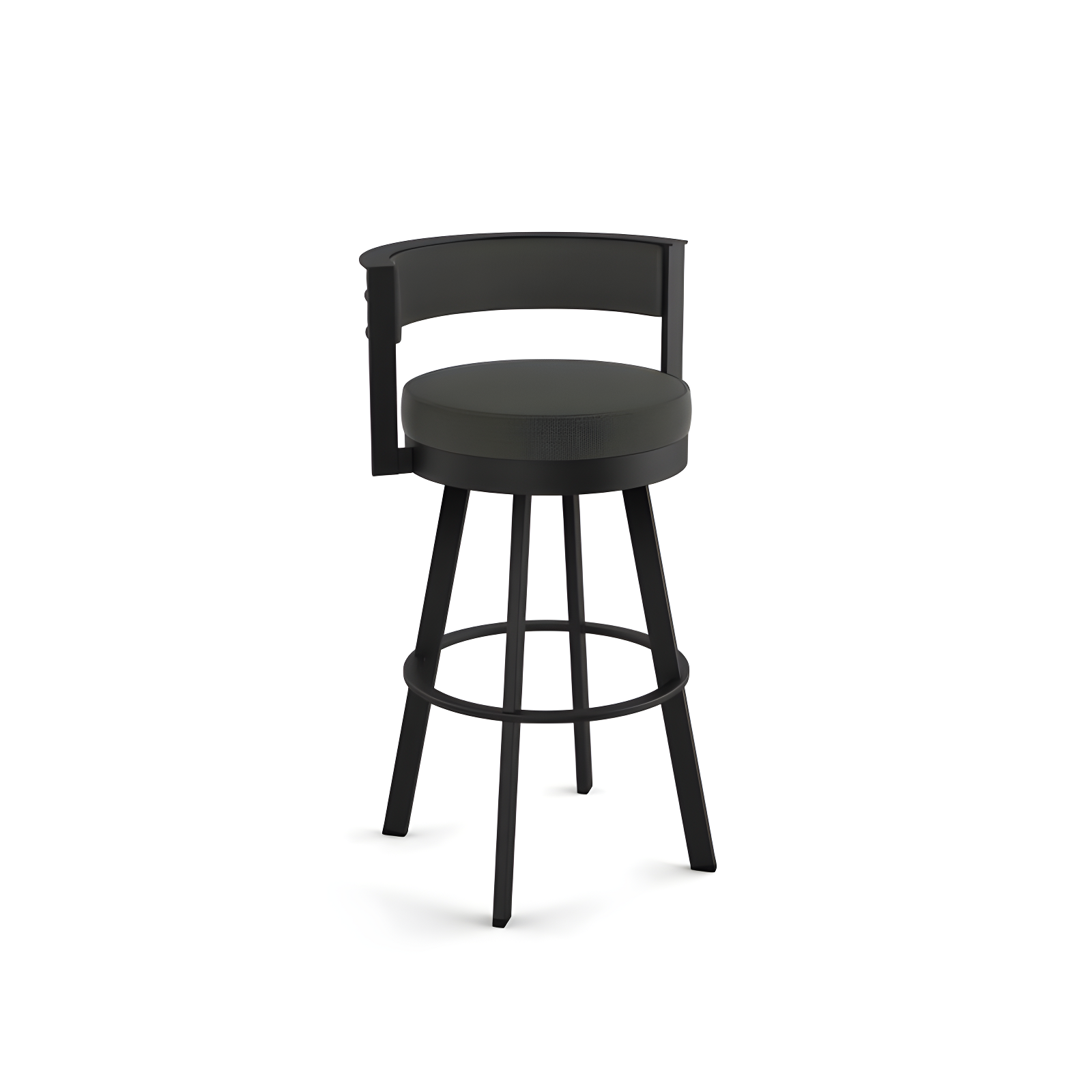 Amisco Browser Upholstered Counter Height Barstool Gray/Black: 10-Year Warranty, Steel Frame, Polyester
