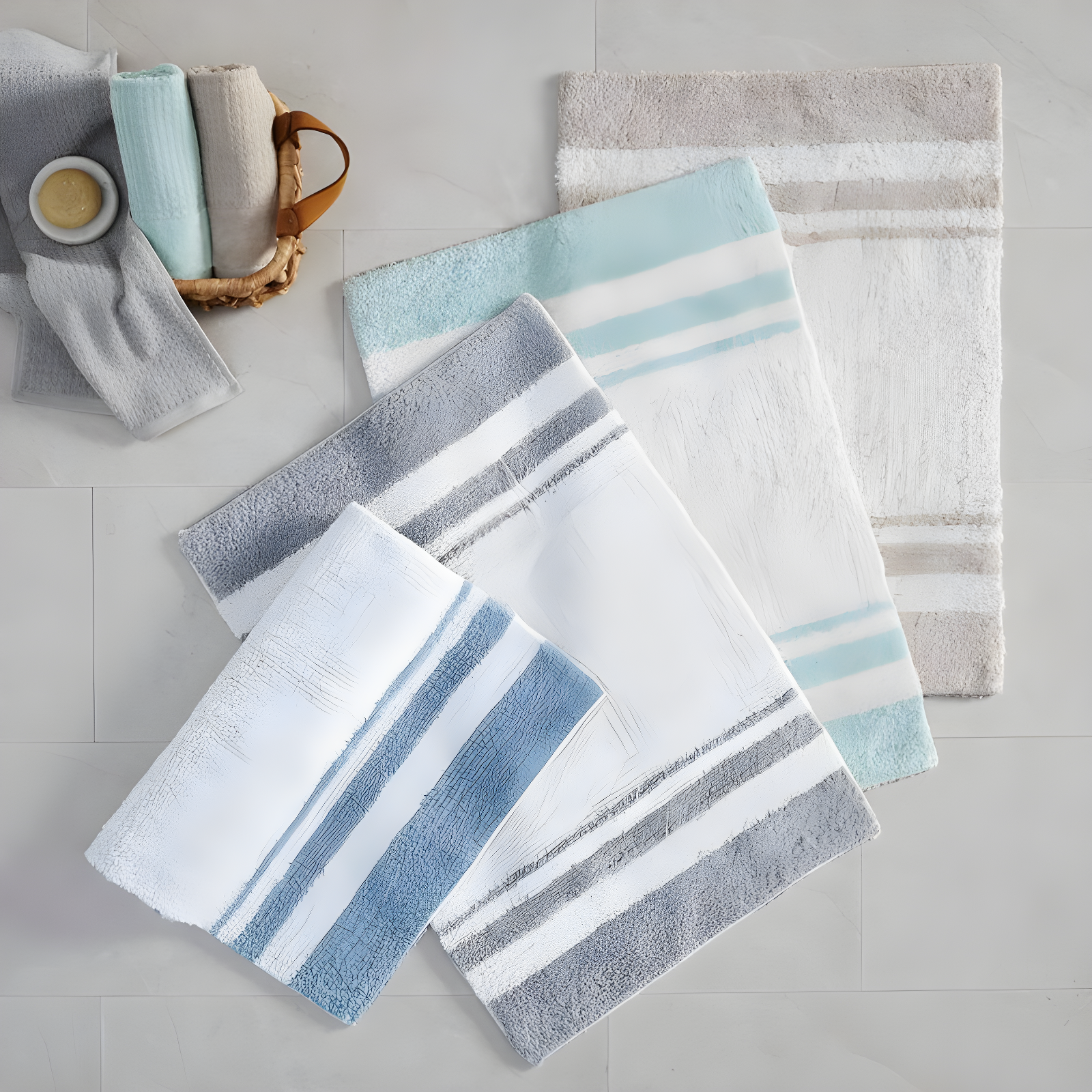 27"x45" Spa Cotton Reversible Bath Rug Taupe Brown: Madison Park, Tufted, Machine Washable, OEKO-TEX Certified
