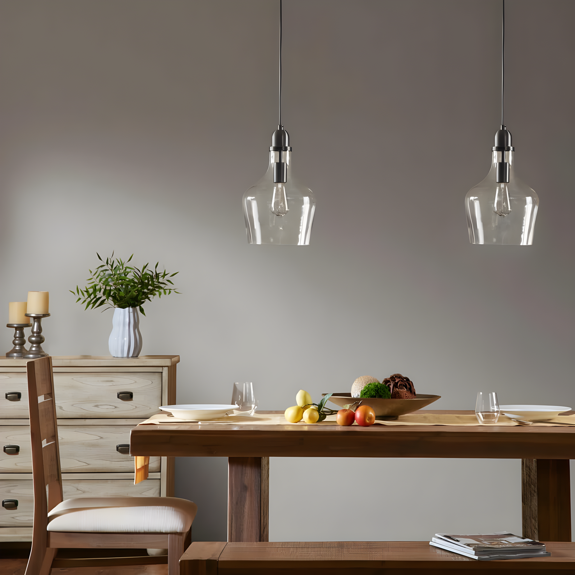 Hampton Hill Auburn 1-Light Transitional Metal and Glass Pendant in Bronze/Clear