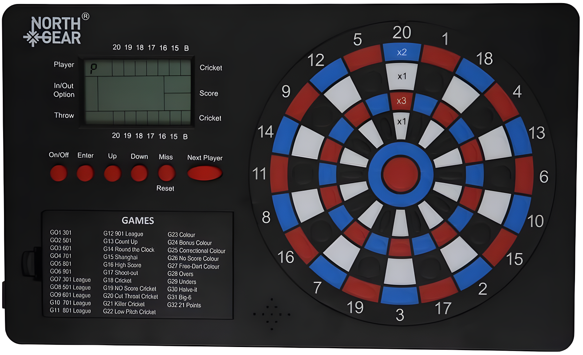 North Gear Electronic Dart Scorer with Voice Prompts 500 plus Games LCD Display