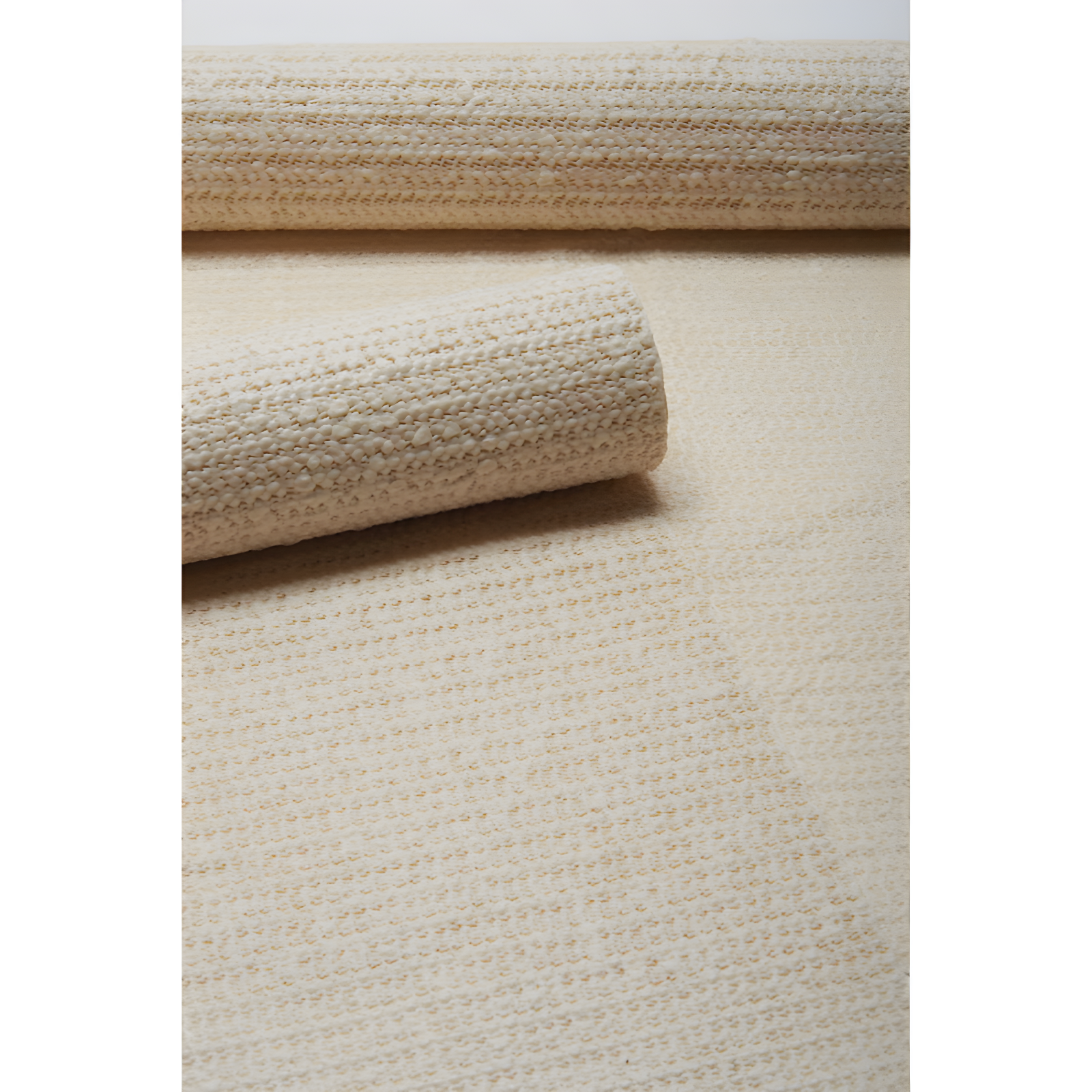 Ebern Designs Rectangle Shiftloc Solid Color Machine Made Polyester/Plastic/Acrylic Area Rug in Ivory