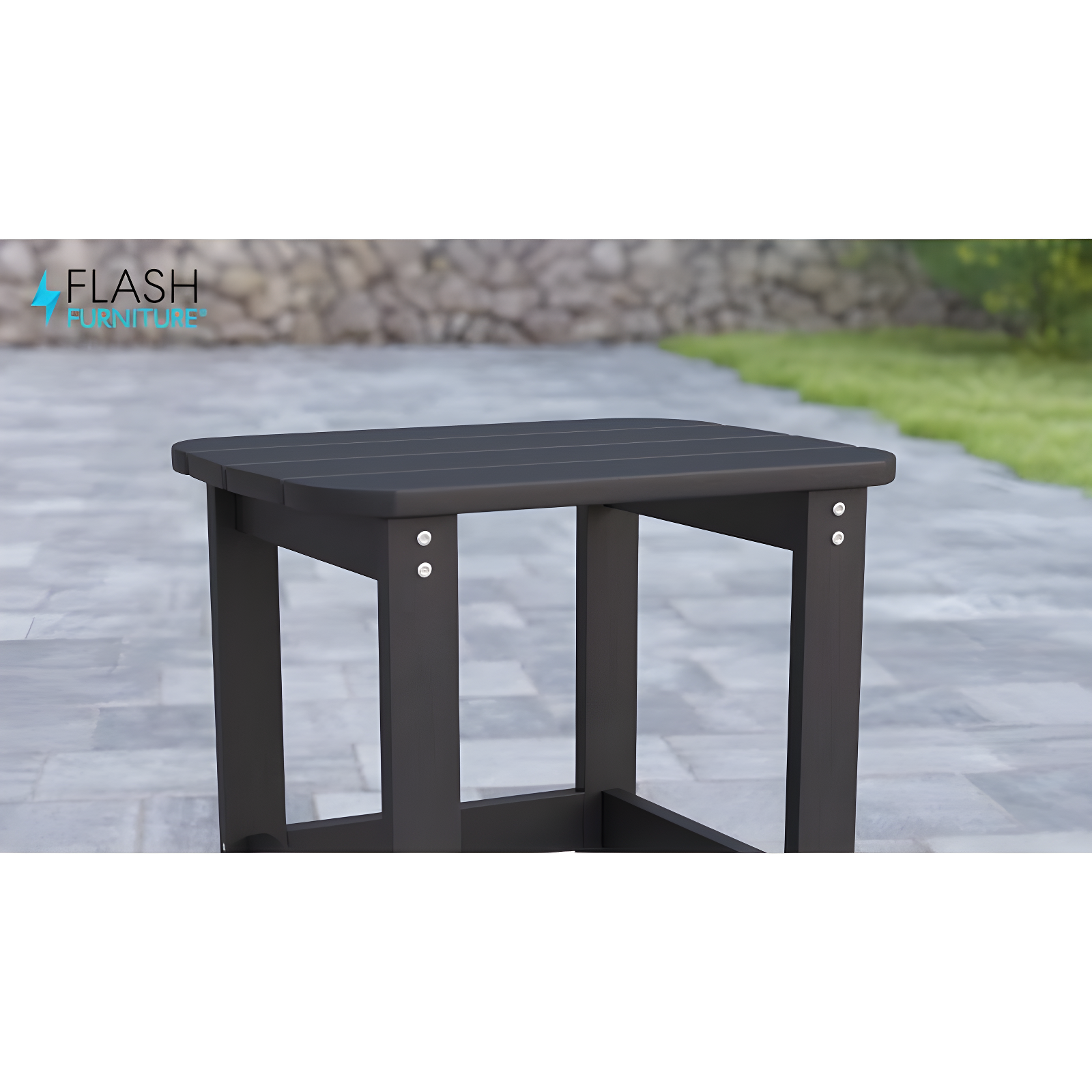 Flash Furniture Charlestown All-Weather Poly Resin Wood Adirondack Side Table in Natural Cedar