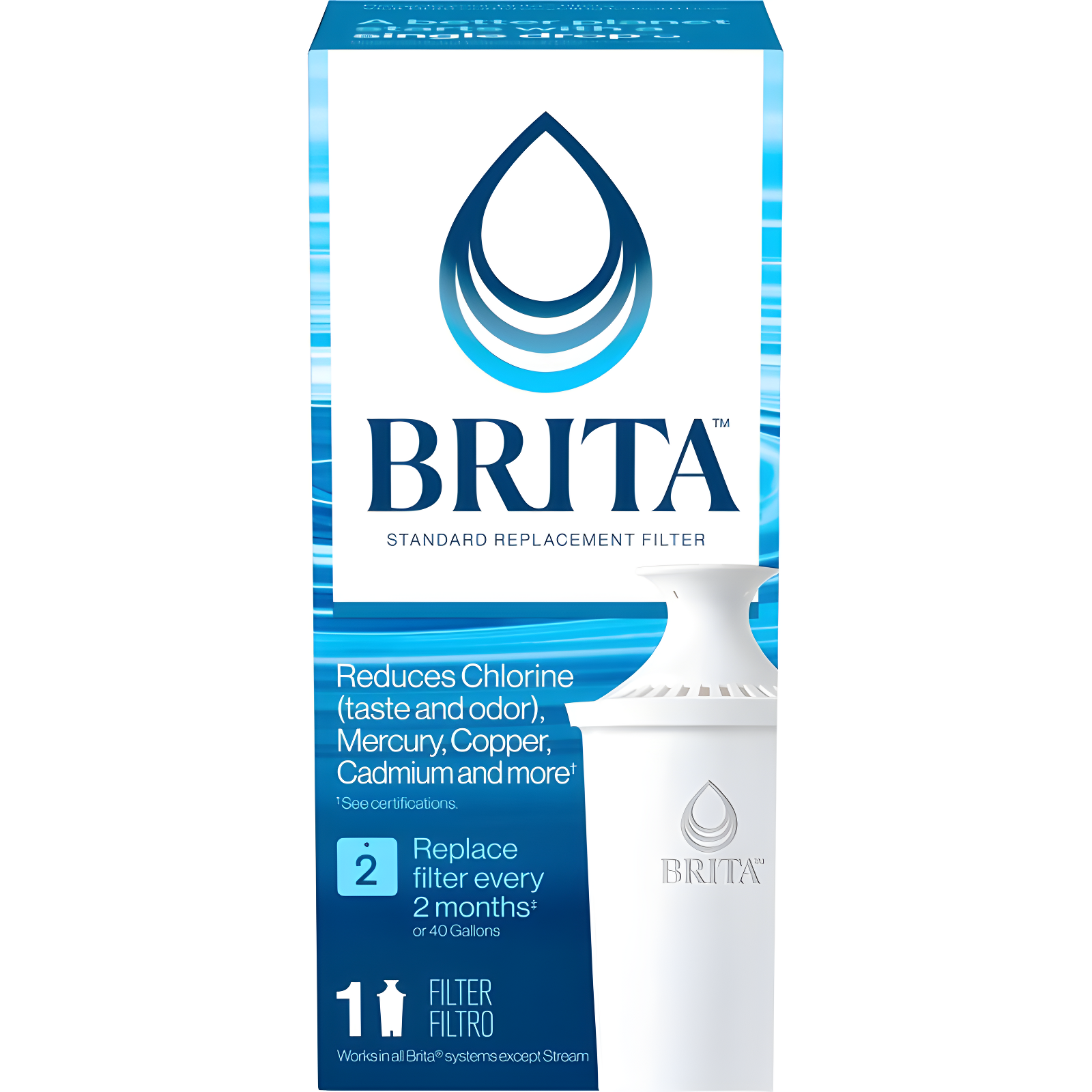 Brita Refillable Product Solutions Advanced Replacement Water Filter for Pitchers: Reduces Odors, Filters Chlorine & Heavy Metals