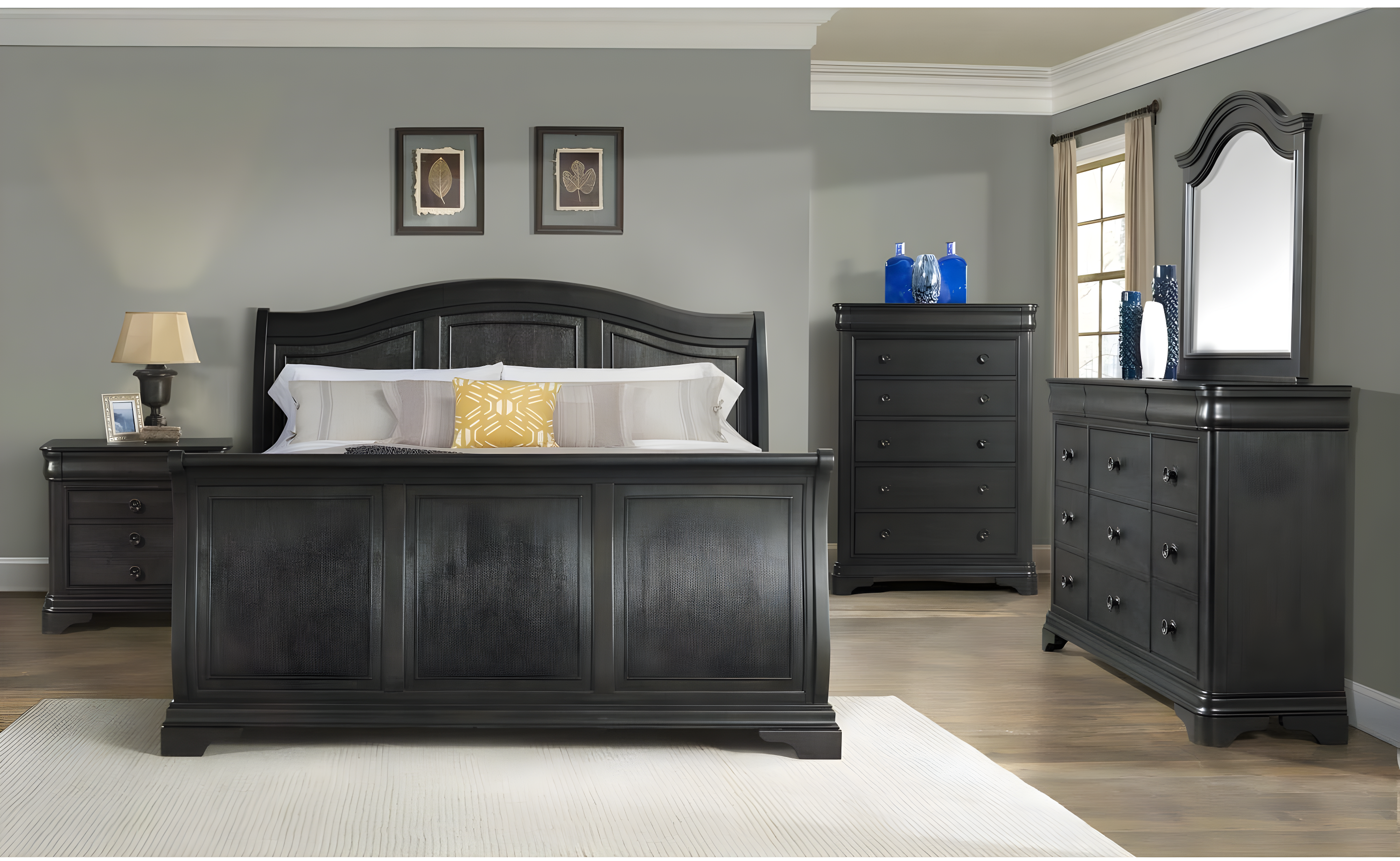 Picket House Conley Cherry King Sleigh Bed in Cherry
