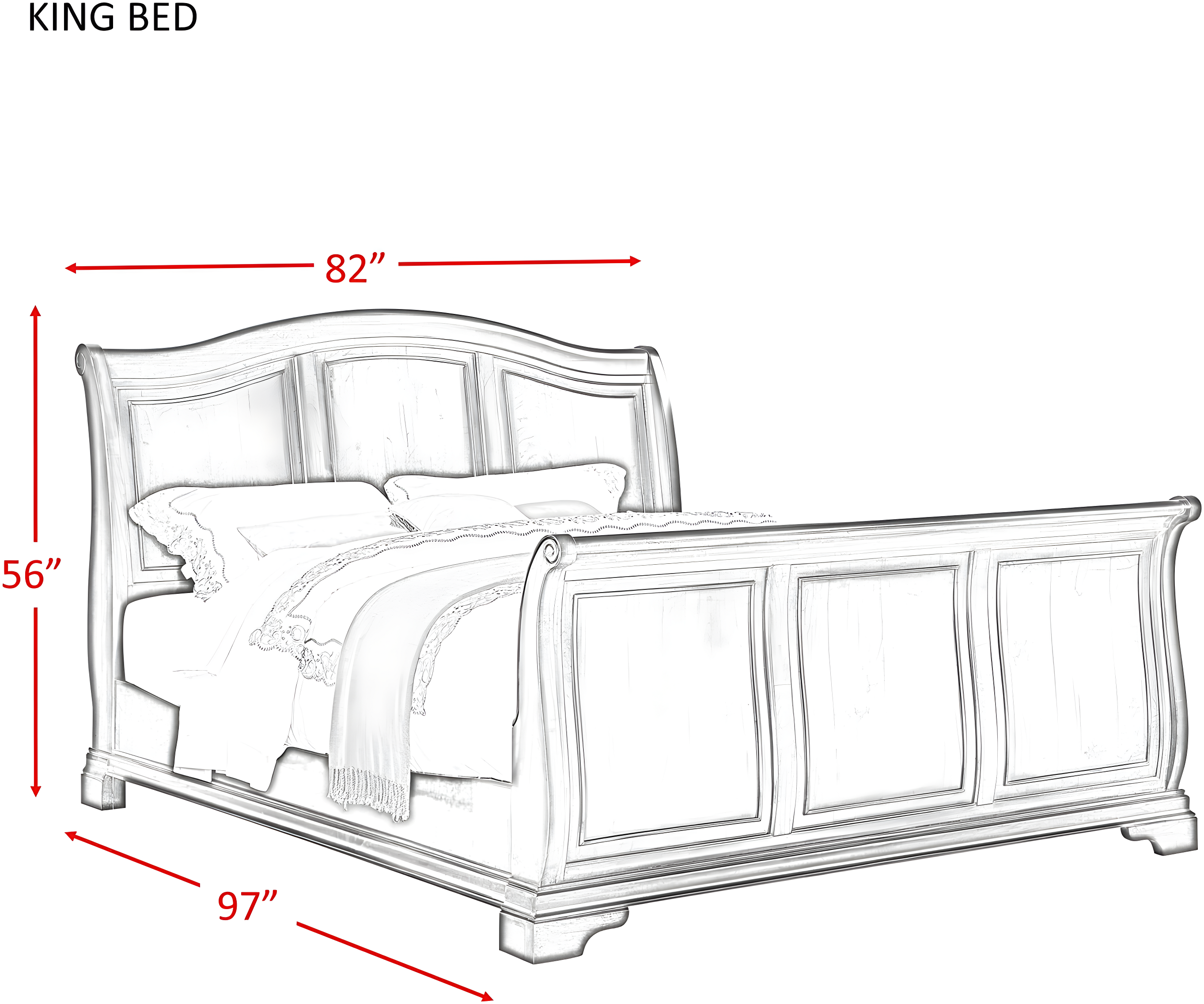 Picket House Conley Cherry King Sleigh Bed in Cherry