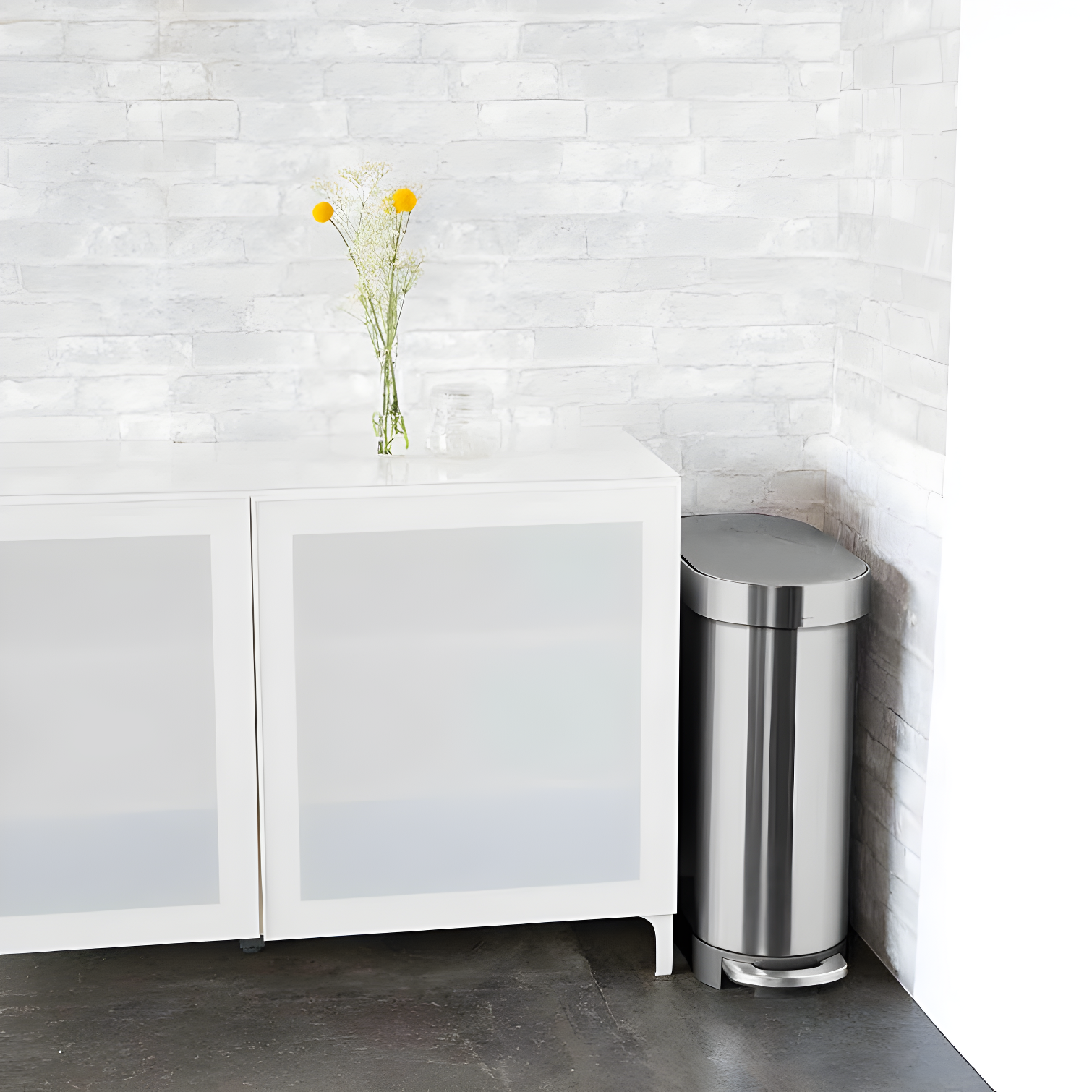 simplehuman 45 Liter / 12 Gallon Slim Hands-Free Kitchen Step Trash Can