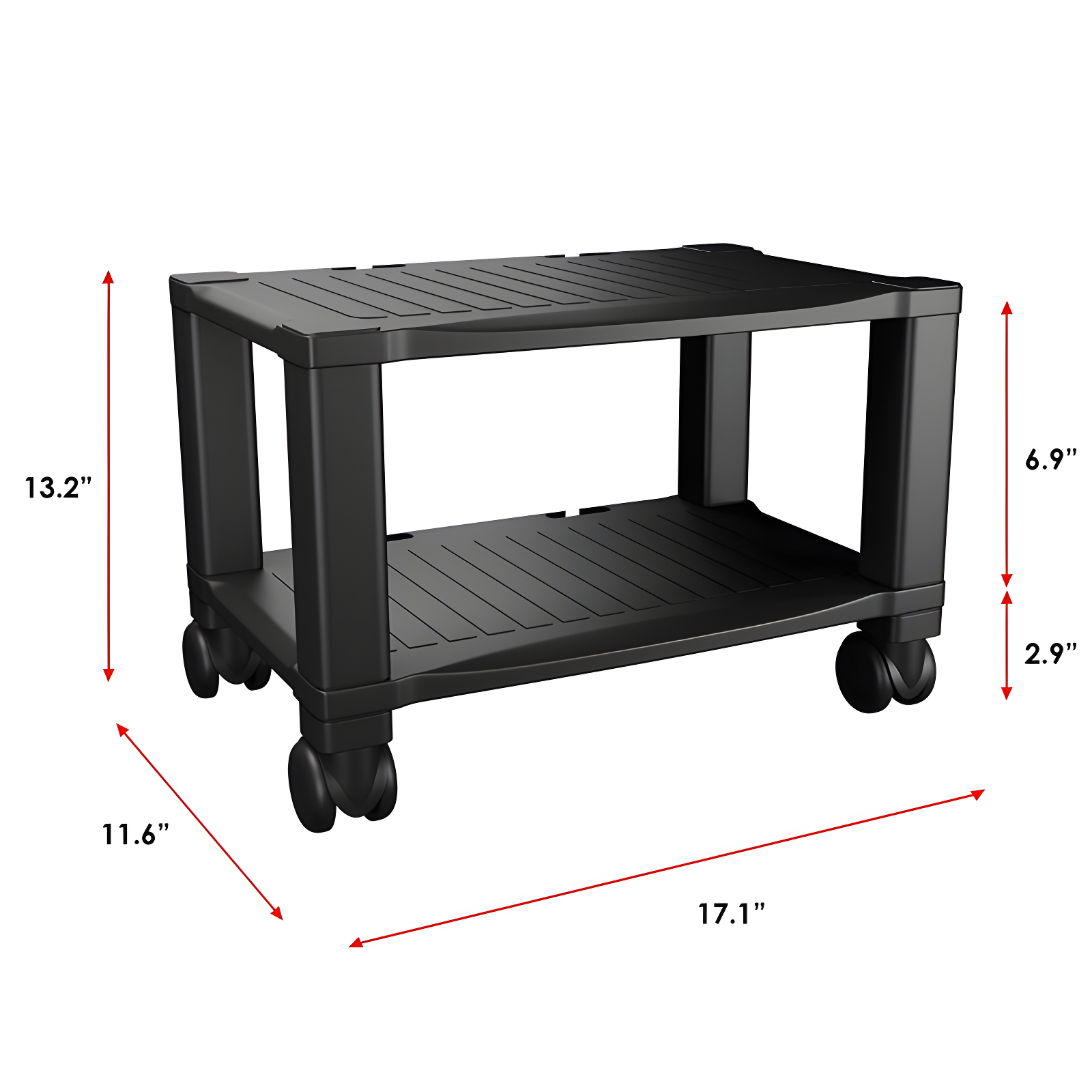 Home-Complete 2-Tier Office Desk Organizer Rolling Cart - Compact Portable Under-Desk Storage and Printer and Projector Stand with Wheels by Home-Complete