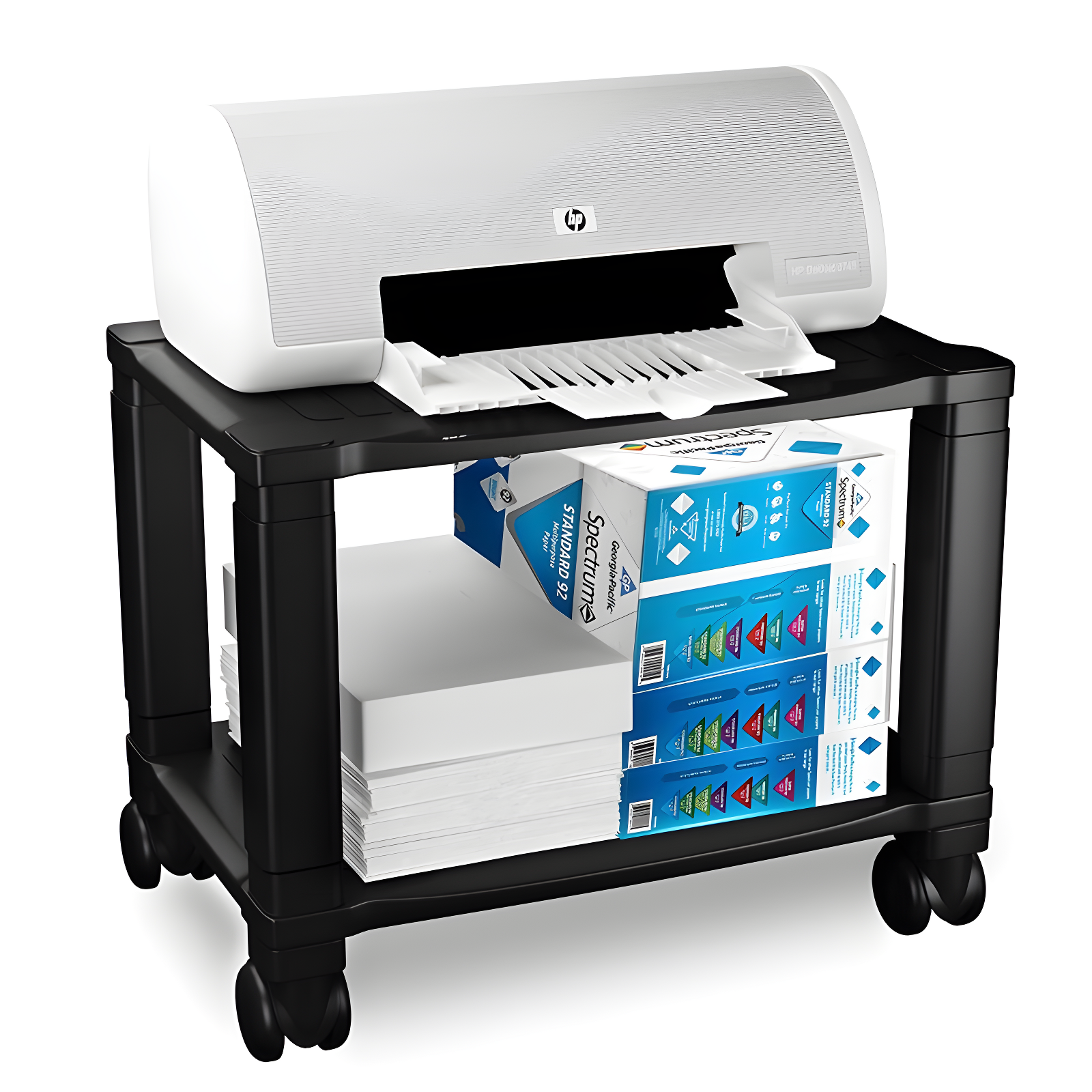 Home-Complete 2-Tier Office Desk Organizer Rolling Cart - Compact Portable Under-Desk Storage and Printer and Projector Stand with Wheels by Home-Complete