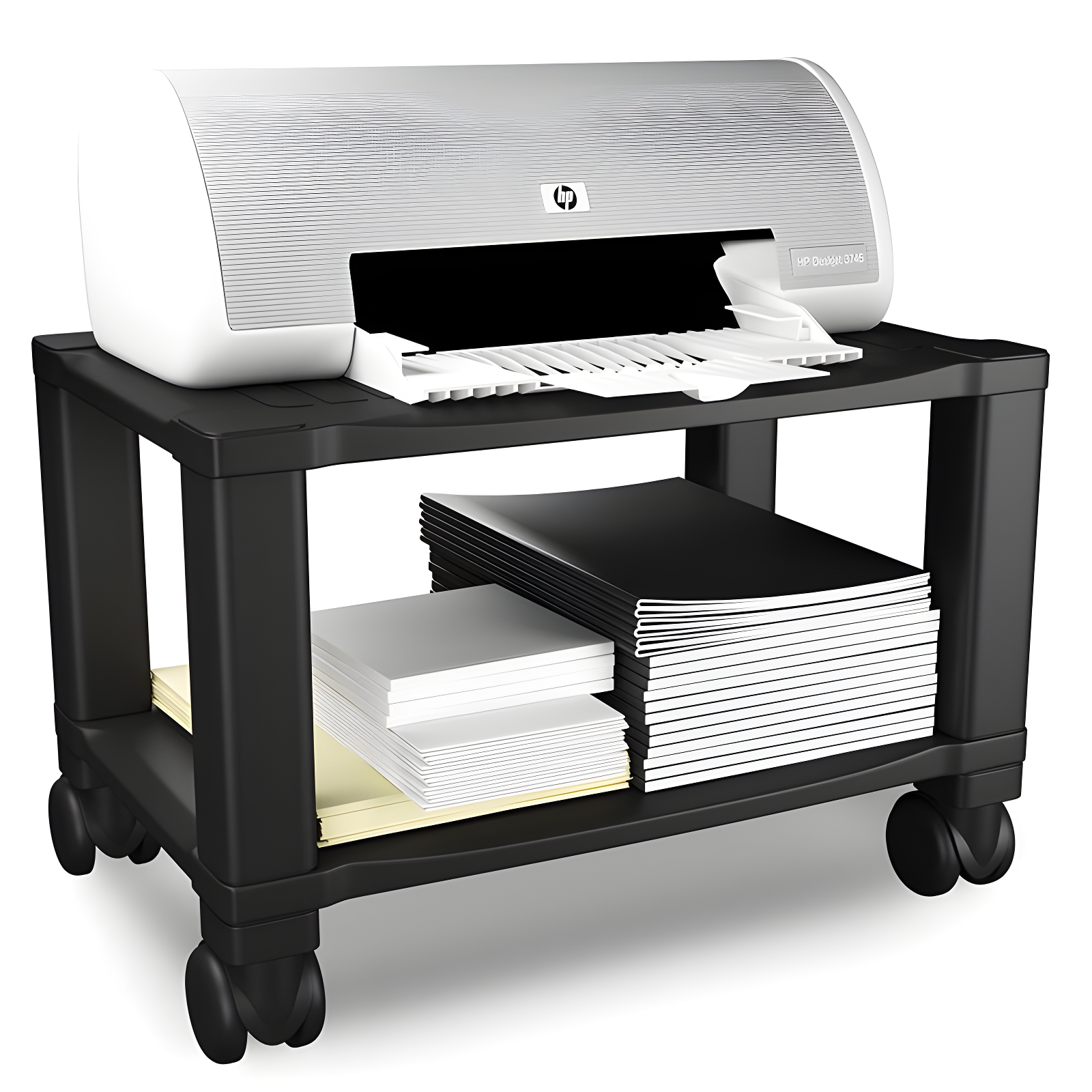 Home-Complete 2-Tier Office Desk Organizer Rolling Cart - Compact Portable Under-Desk Storage and Printer and Projector Stand with Wheels by Home-Complete