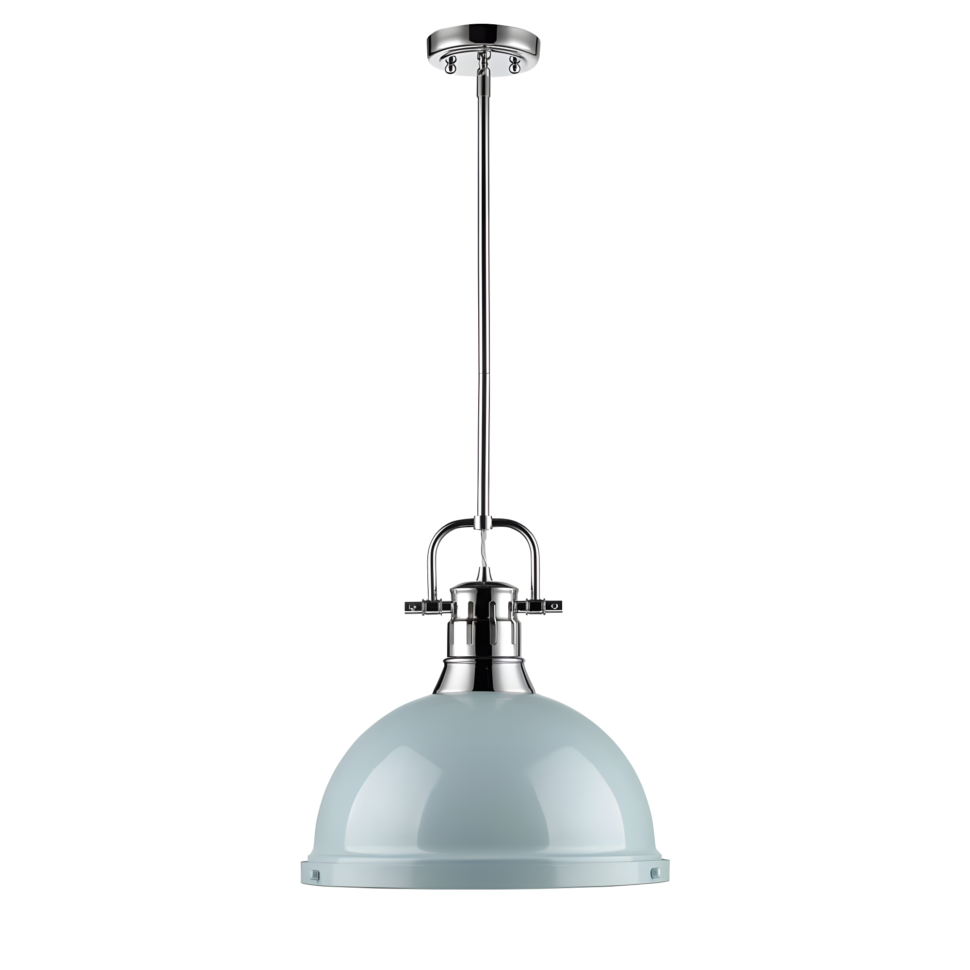 Golden Lighting Duncan 1-Light Large Pendant in Chrome with Seafoam