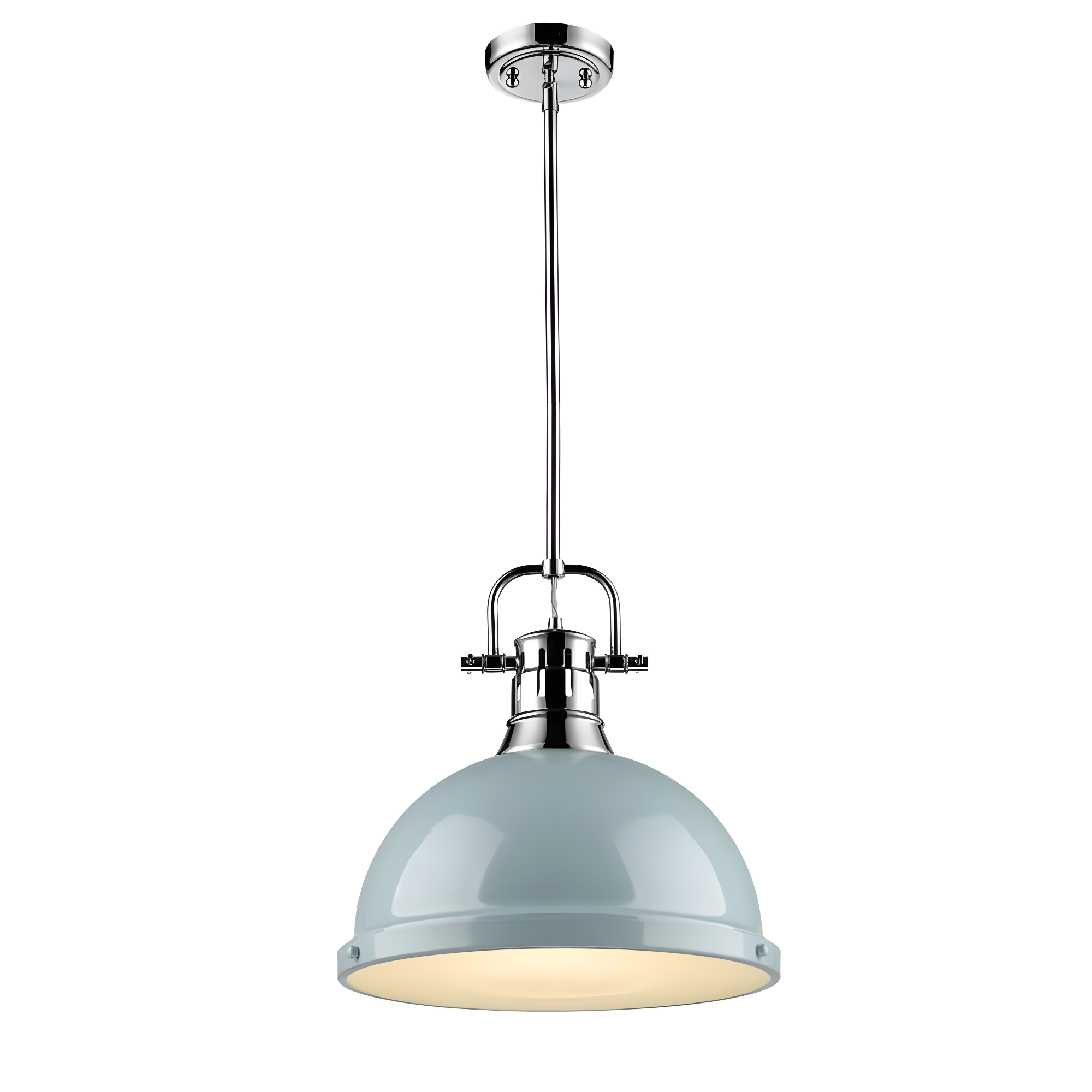Golden Lighting Duncan 1-Light Large Pendant in Chrome with Seafoam