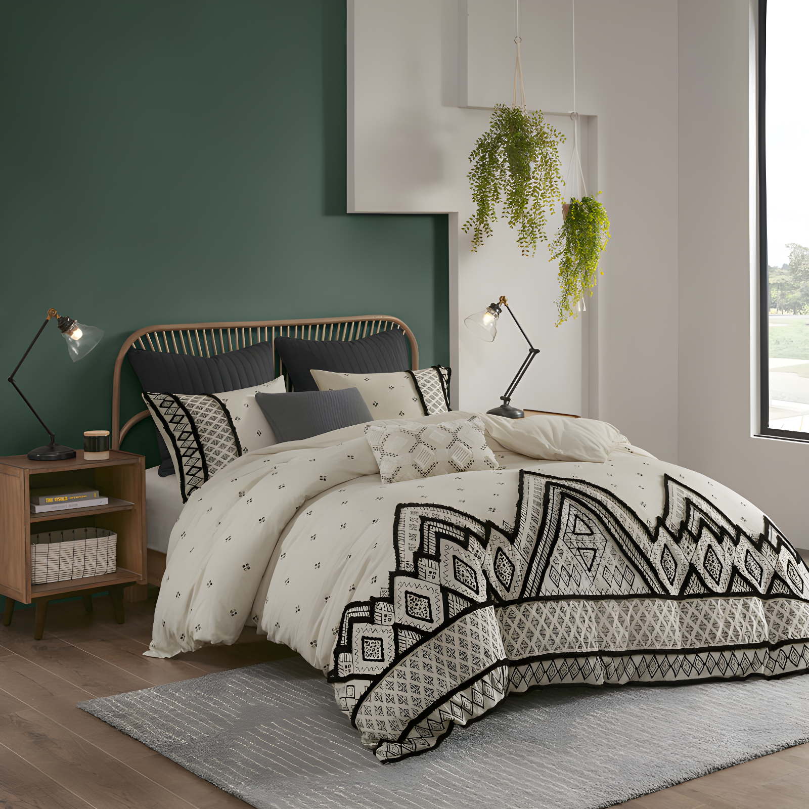 INK+IVY Marta 3 Piece Cotton and Flax Linen Blend Comforter Set