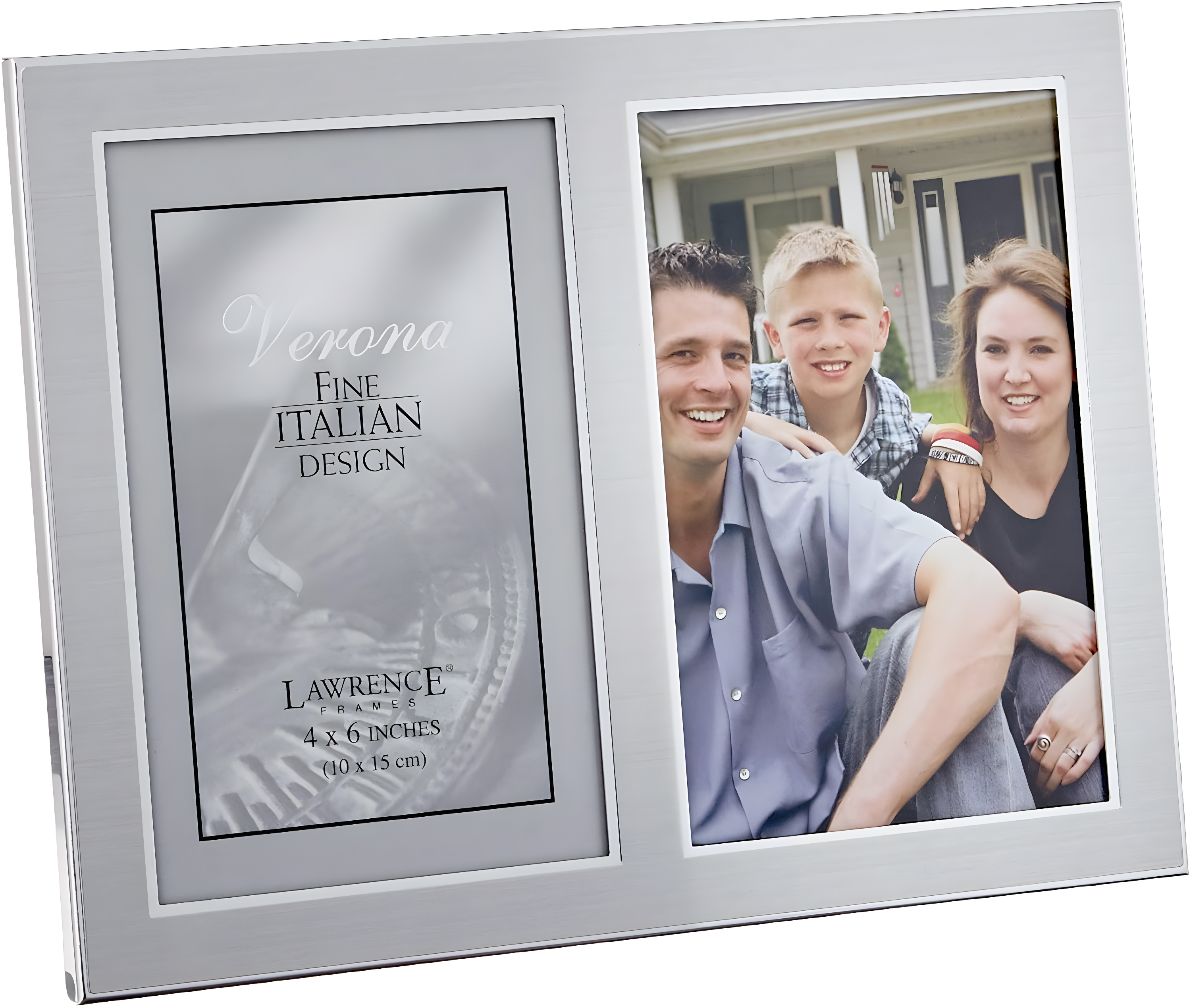 LawrenceFrames 750046D 4 x 6 in. Two Tone Triple Opening Panel Picture Frame, Silver