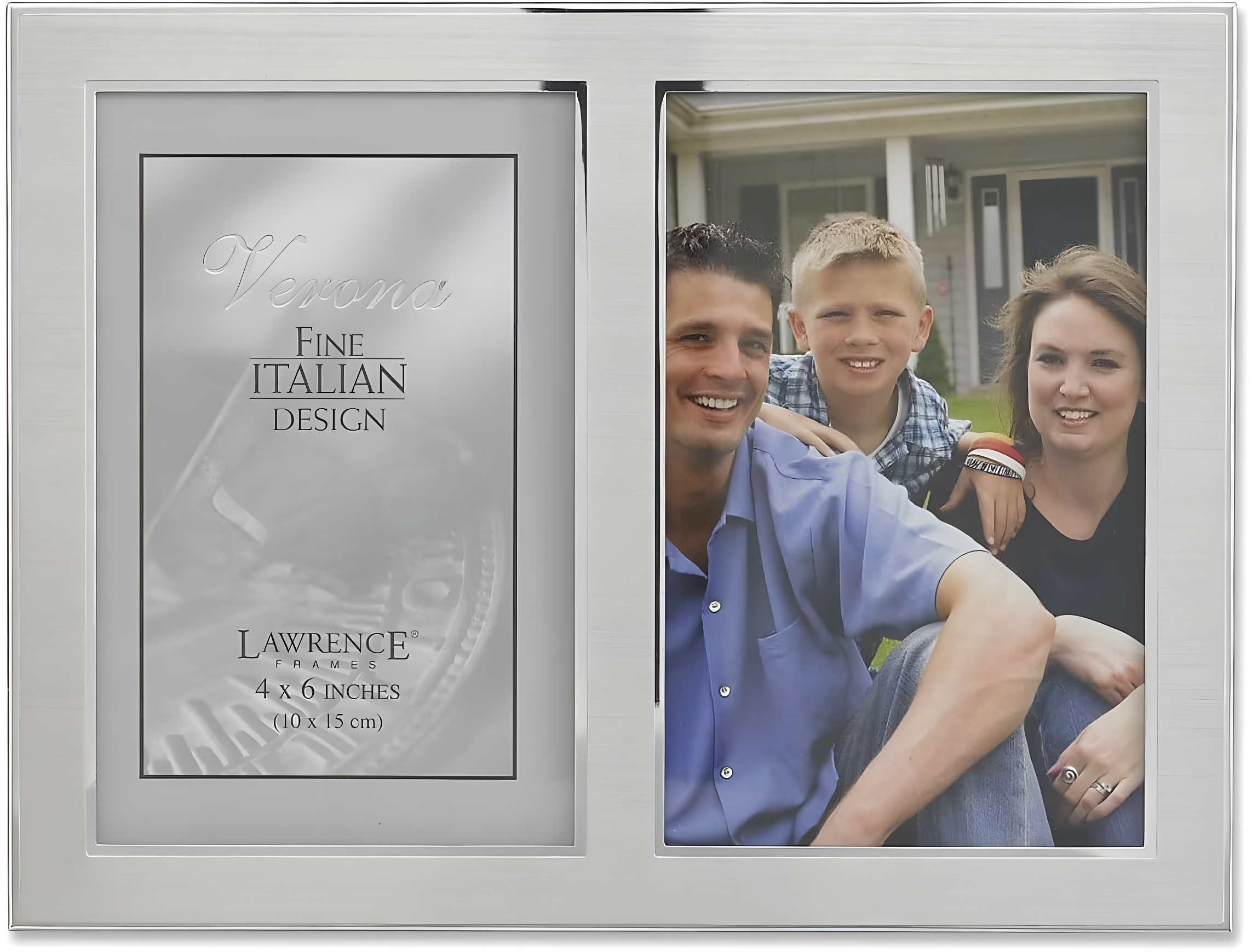 LawrenceFrames 750046D 4 x 6 in. Two Tone Triple Opening Panel Picture Frame, Silver