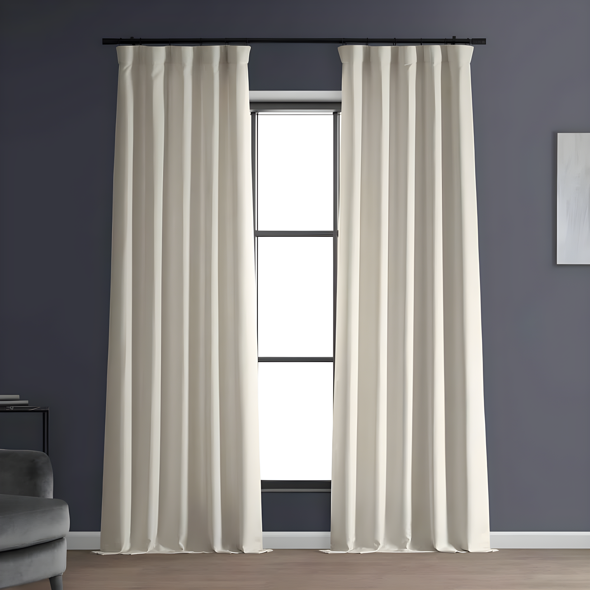 Half Price Drapes Parchment Cream Faux Linen Room Darkening Curtains for Bedroom(1 Panel),50W X 84L