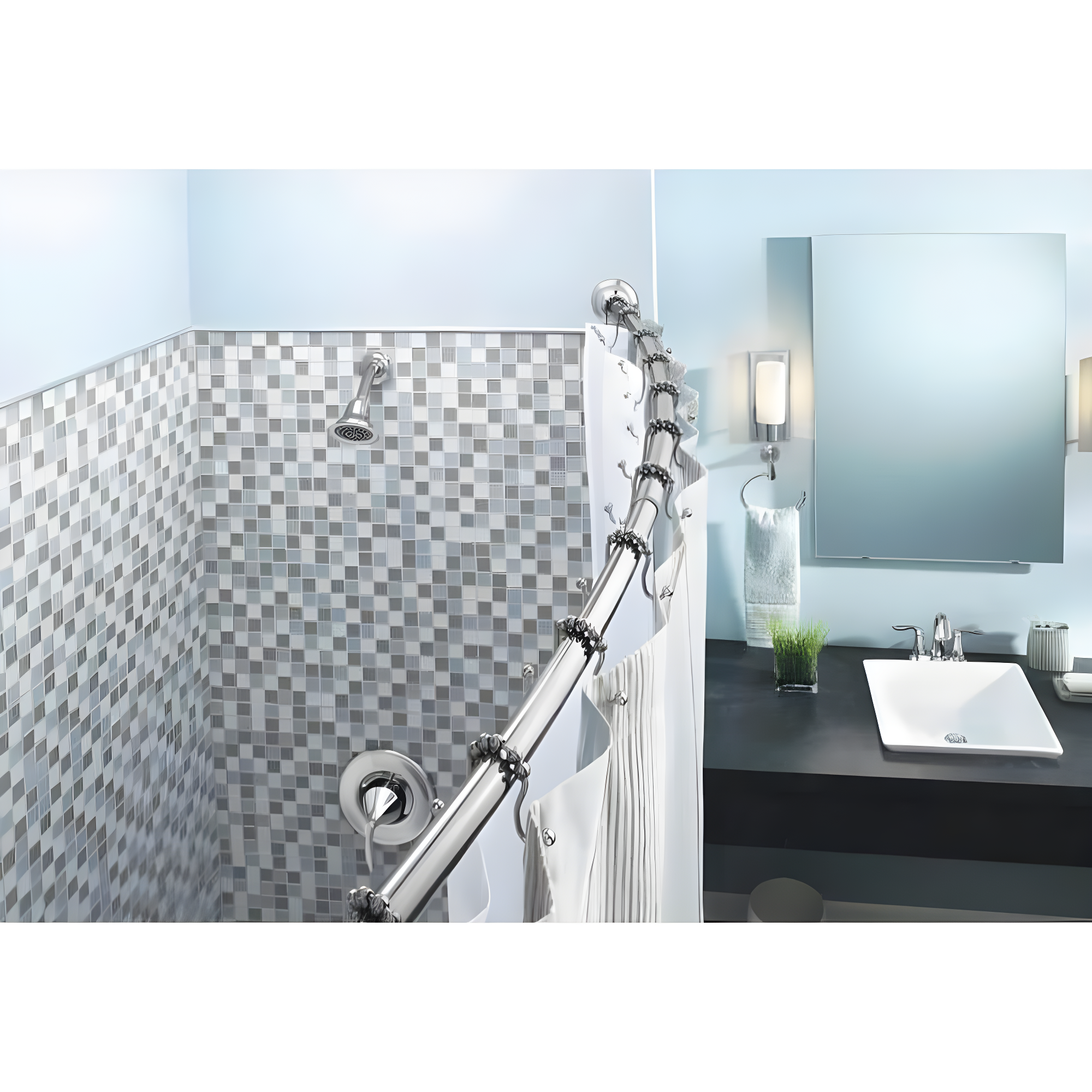 Moen Adjustable Curved Shower Rod 72 " X 72 " Chrome Finish