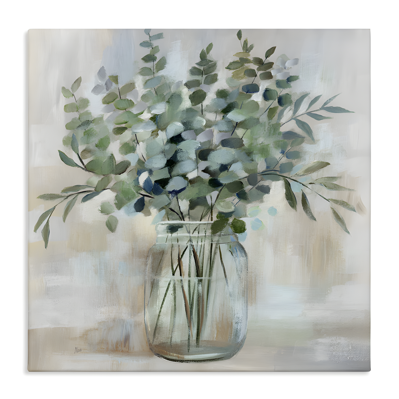 Stupell Industries " Soothing Eucalyptus Flower Herb Arrangement Rustic Jar " by Nan Painting Print