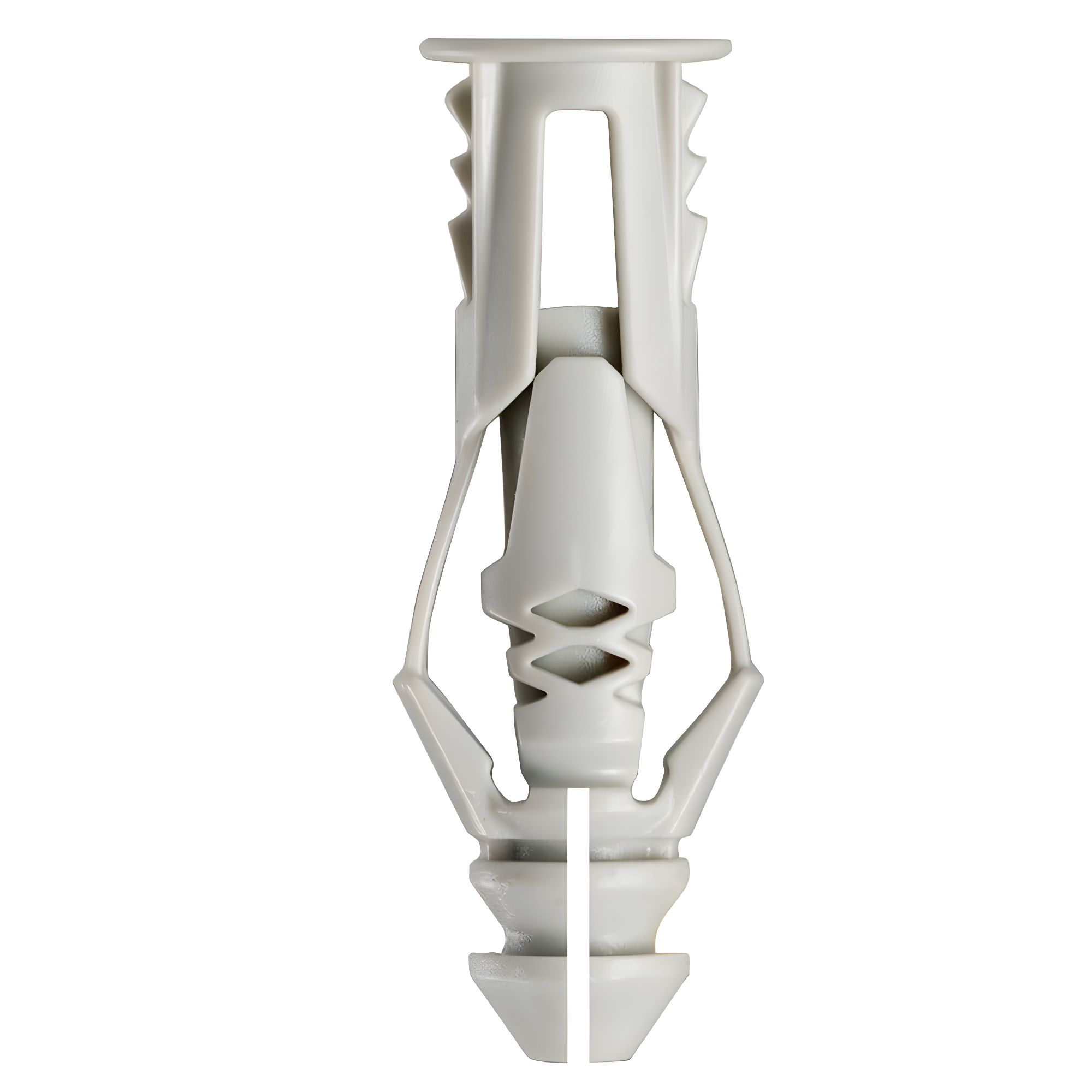 Gray Ribbed Plastic Wall Anchors with Screws - 100 Pack