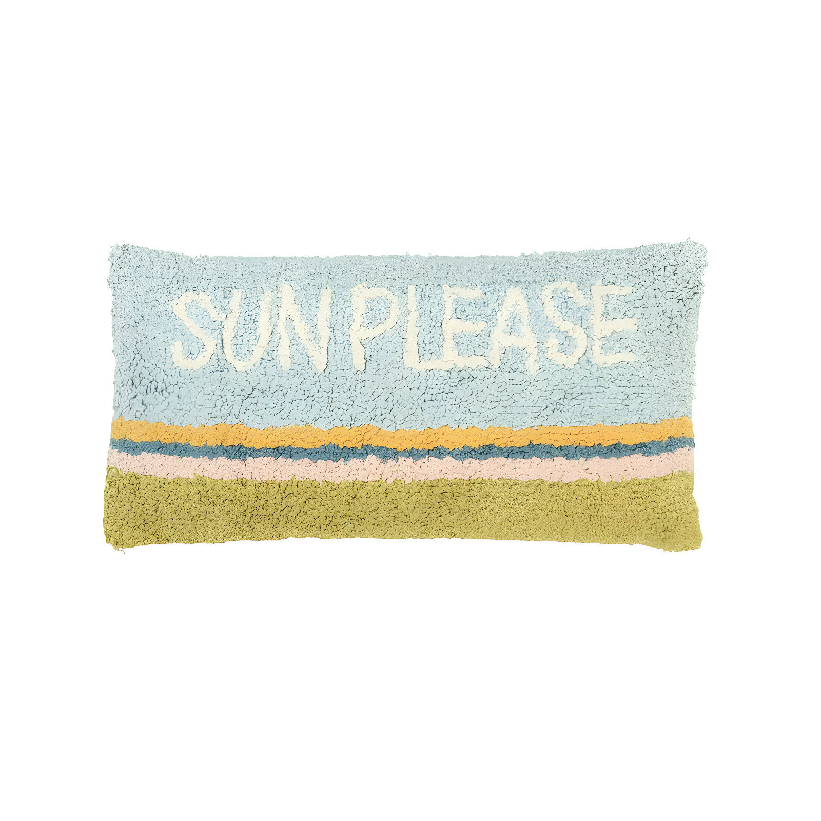 Creative Co-Op Woven Cotton Punch Hook Lumbar Pillow with "Sun Please" Design