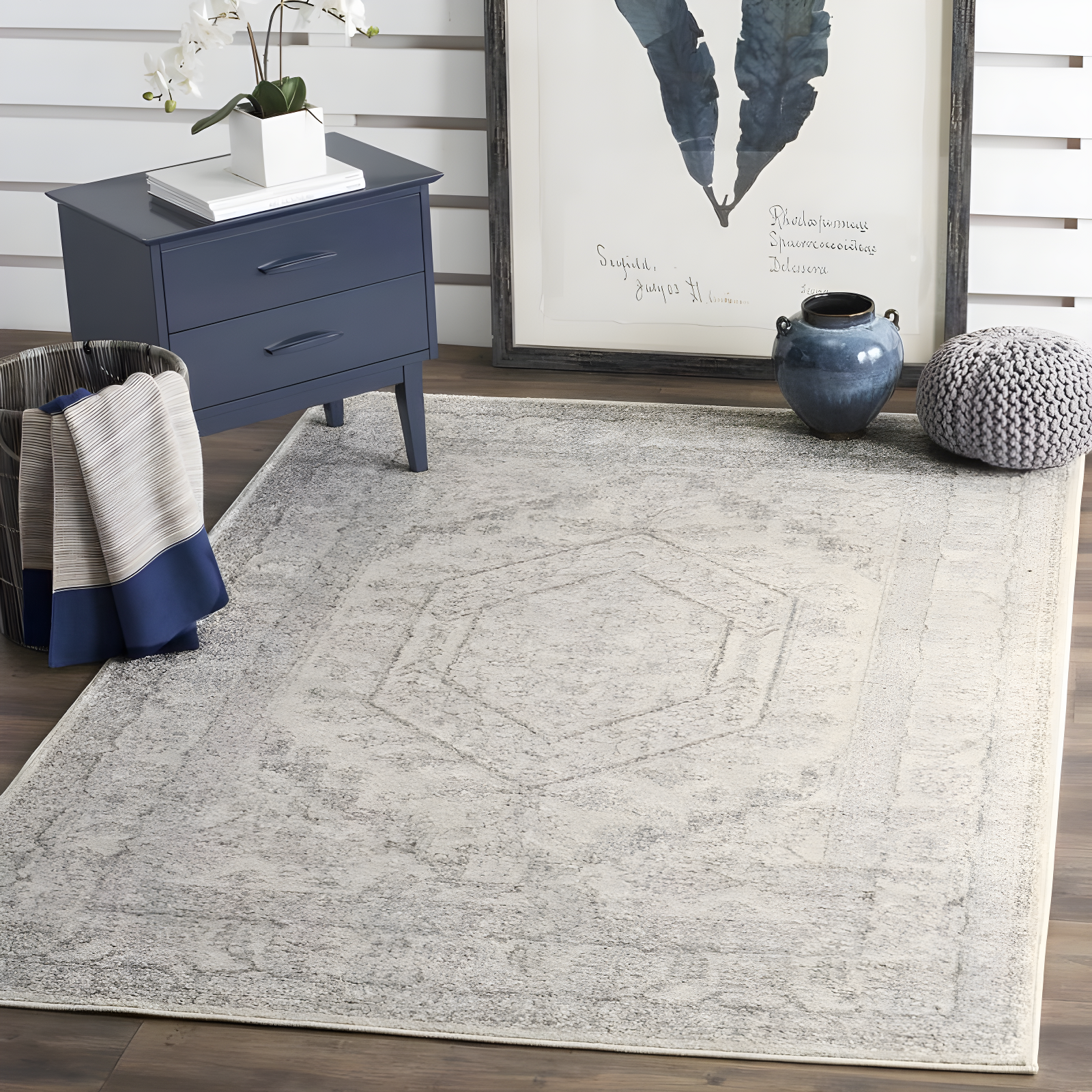 Adirondack ADR108 Power Loomed Area Rug - Ivory/Silver - 4'x6' - Safavieh.