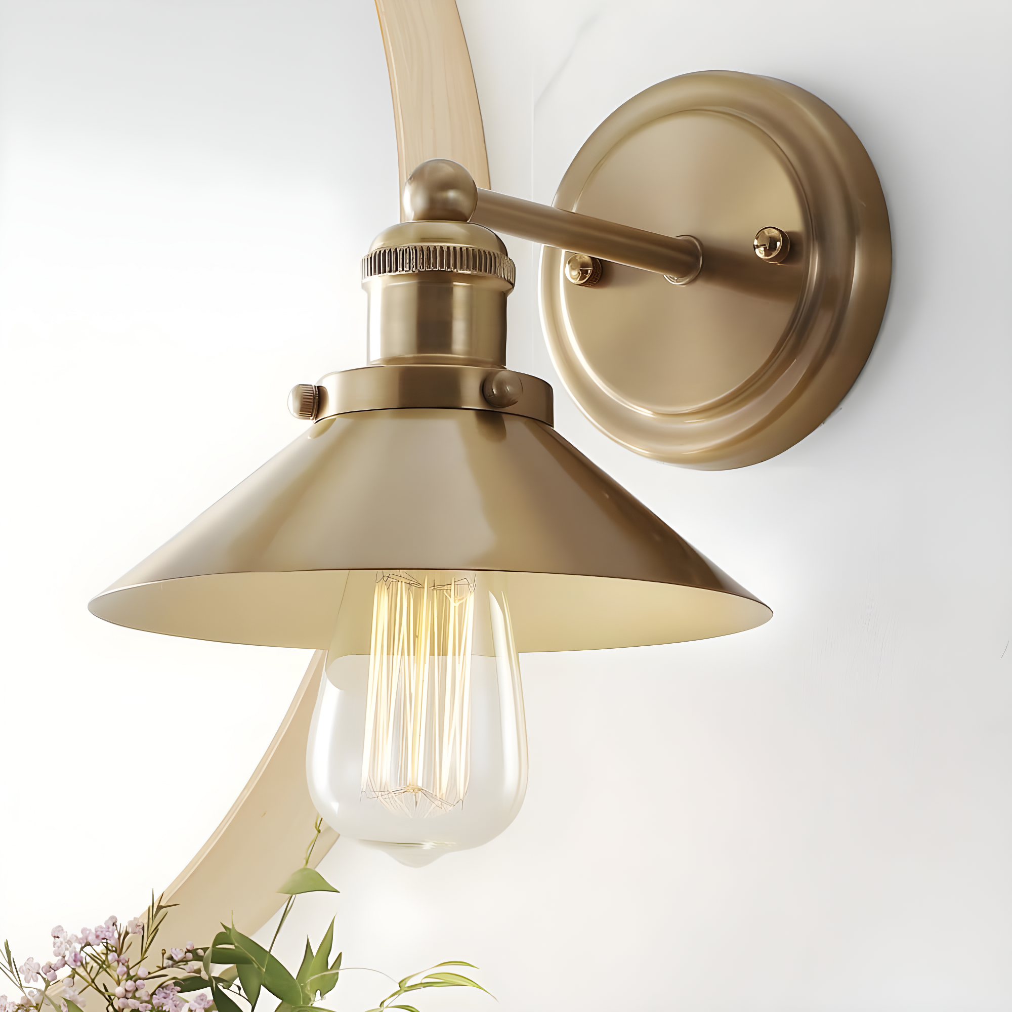 August 7.75 in. Metal Shade Brass Gold Vanity Light