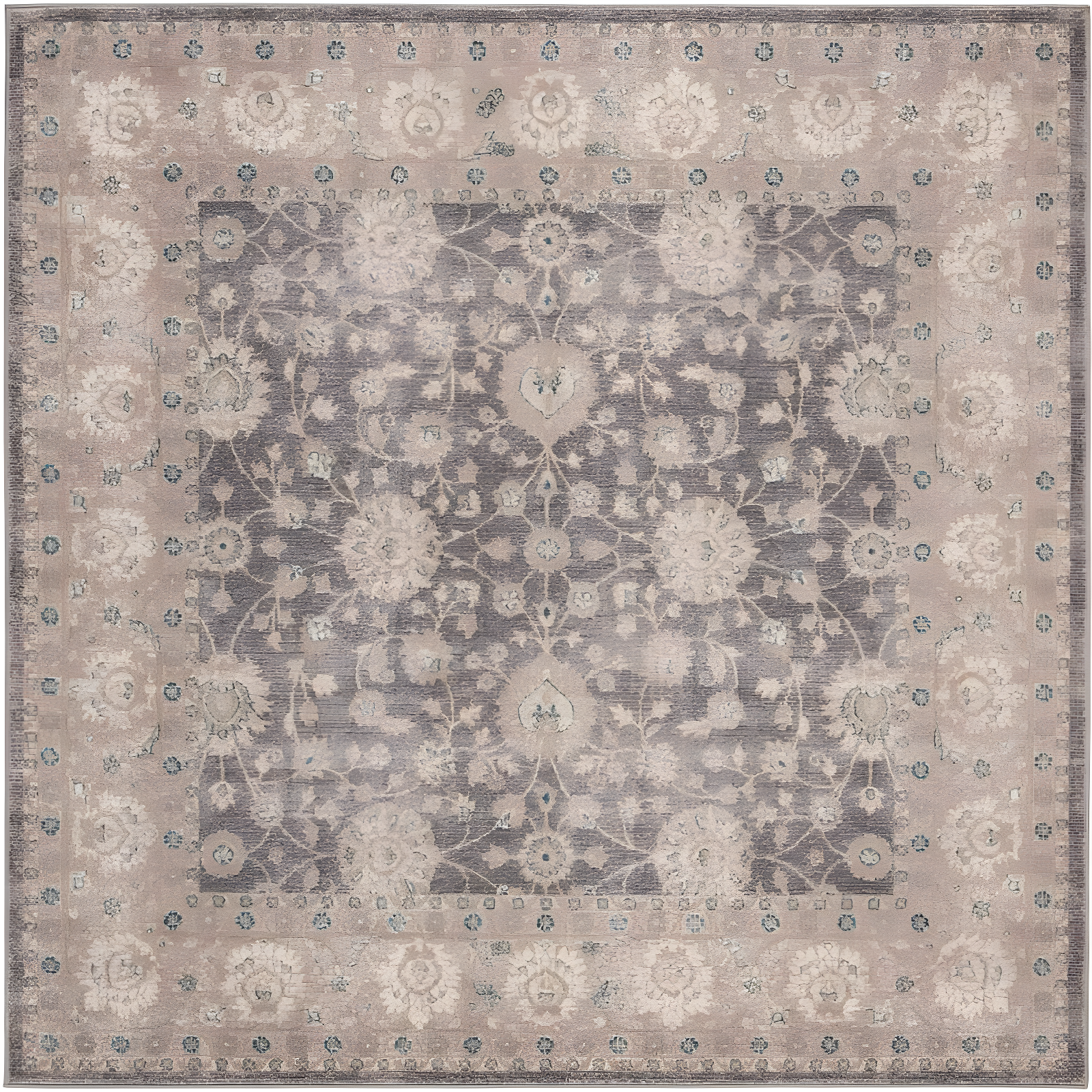 Sofia SOF330 Power Loomed Area Rug - Light Grey/Beige - 6'7"x6'7" - Safavieh.