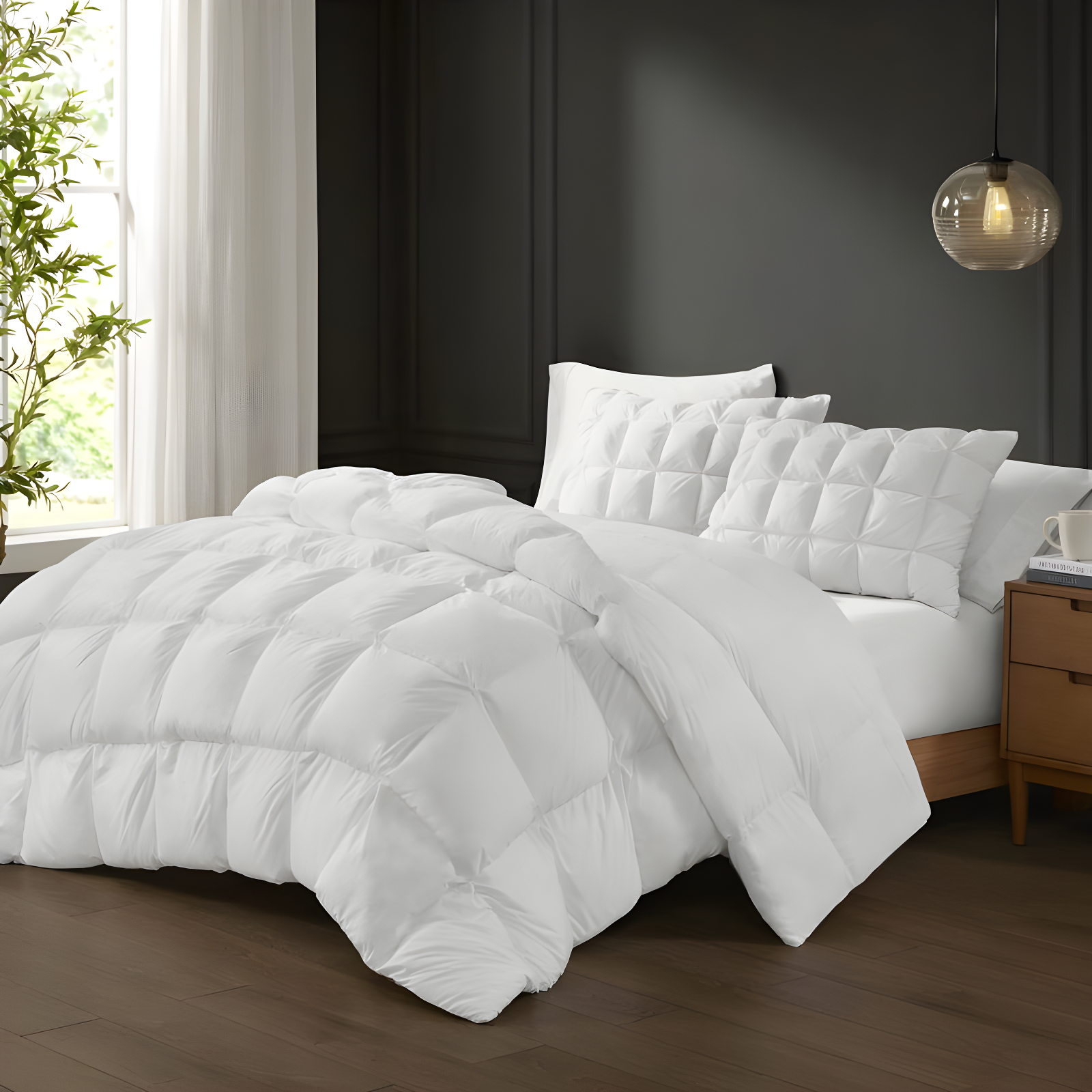 Full/Queen Stay Puffed Overfilled Down Alternative Comforter White - Madison Park