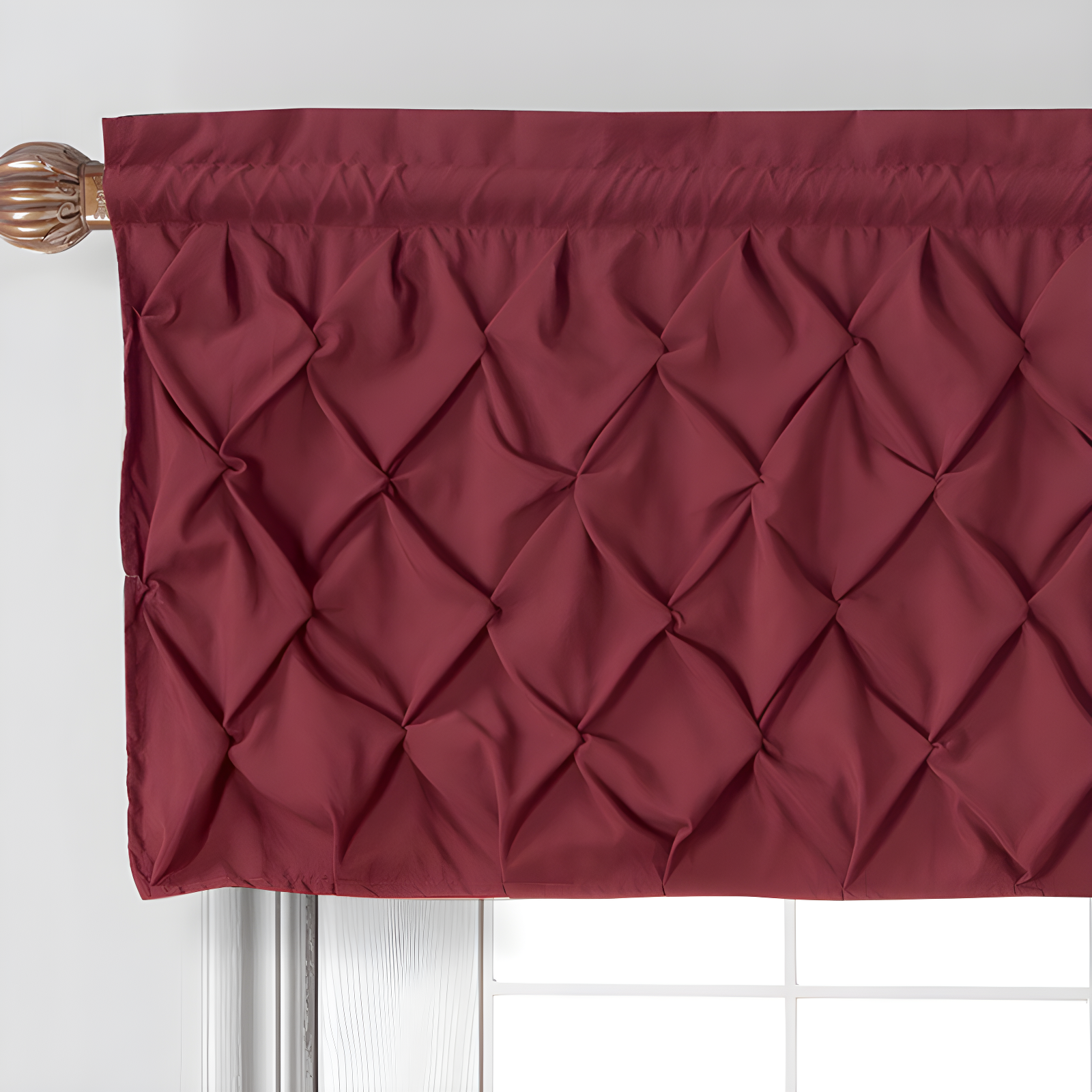 Carmen Solid Pintuck Curtain Valance, 60" x 20"