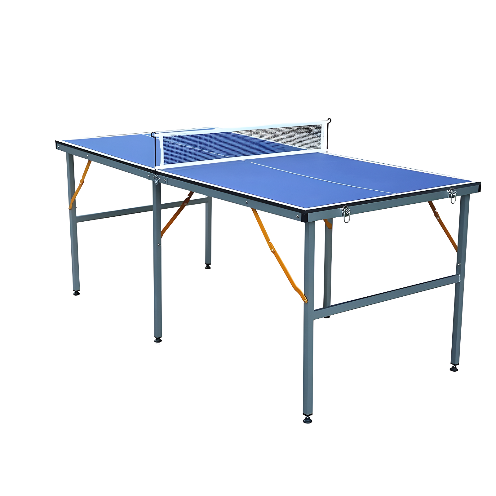 6FT Mid-Size Table Tennis Table, Foldable & Portable Ping Pong Table Set with Net, 2 Table Tennis Paddles and 3 Balls, Easy Assembly A