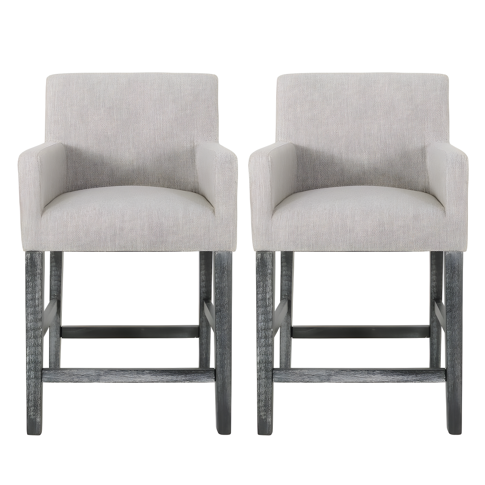 Christopher Knight Home Chaparral Contemporary Fabric Upholstered Wood 26 inch Counter Stools (Set of 2), Light Gray and Gray