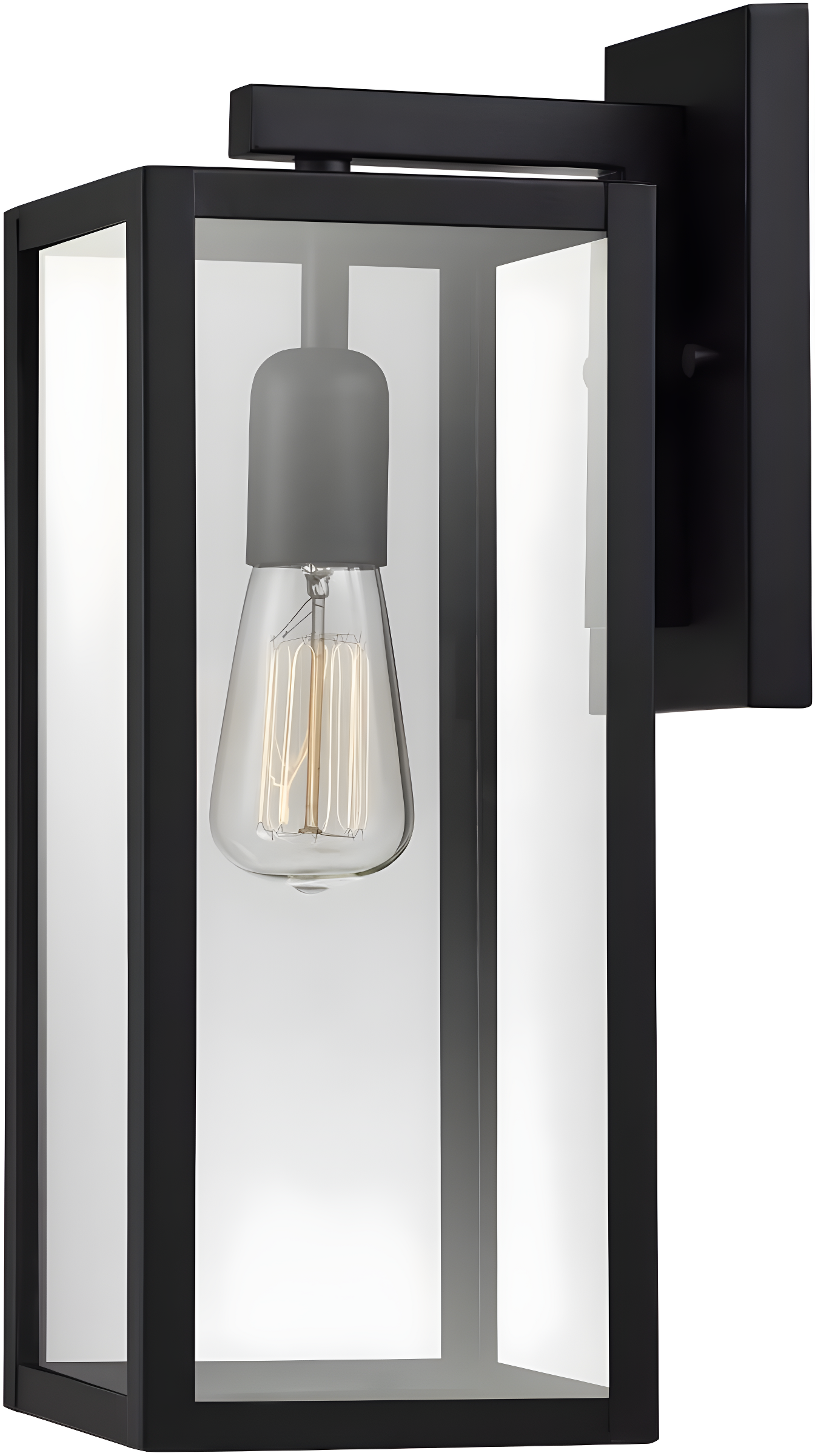 Globe Electric Bowery 1-Light Matte Black Outdoor Indoor Wall Sconce with Clear Glass Shade, 44176