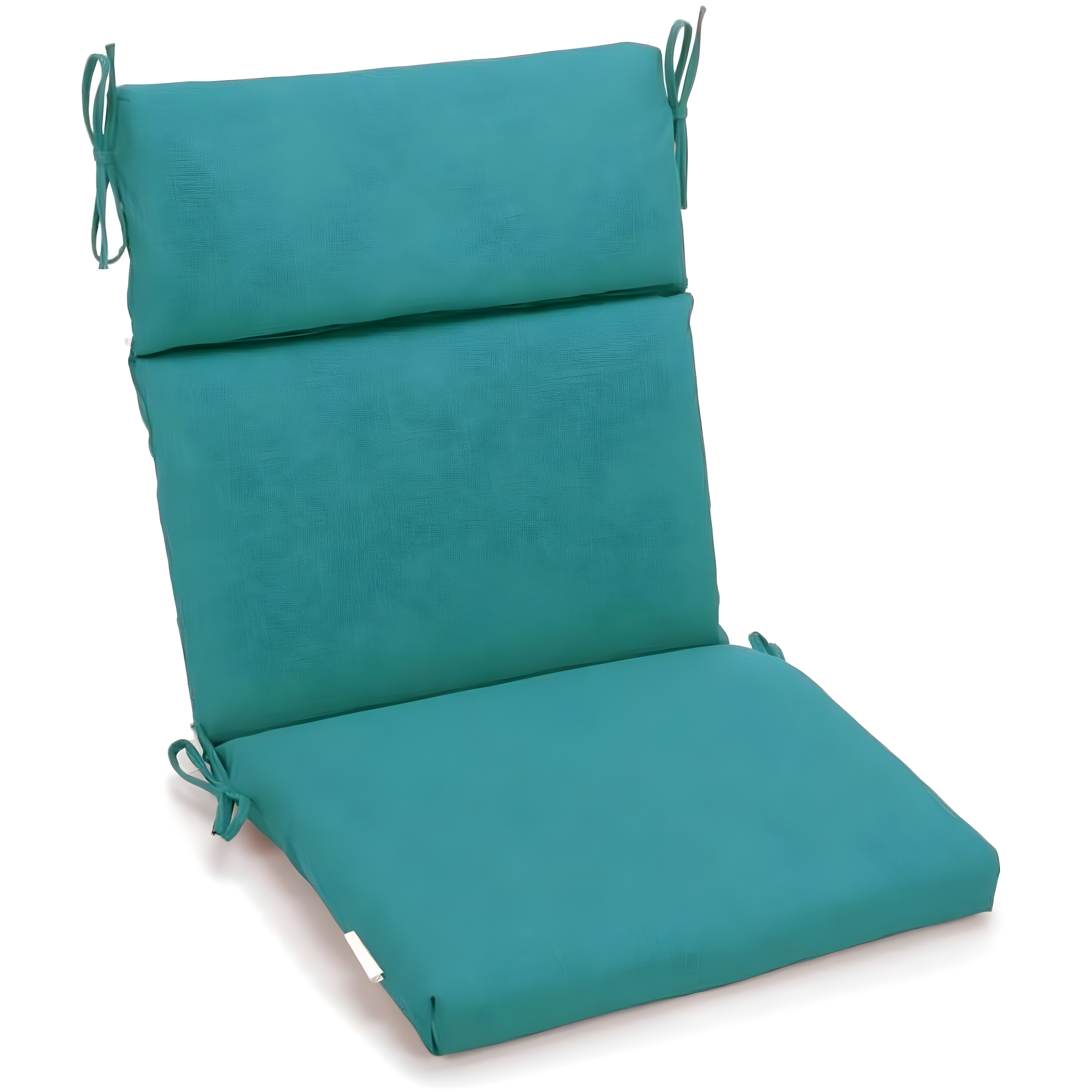 22 x 45 in. Spun Polyester Solid Outdoor Squared Seat & Back Chair Cushion, Aqua Blue