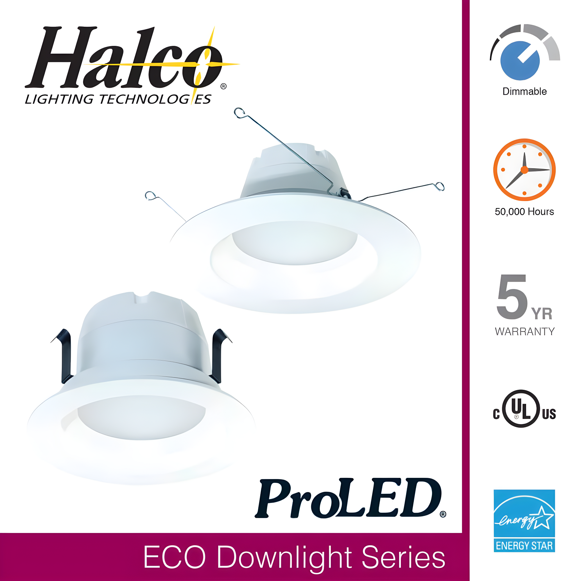 Halco 99734 DL4FR9/930/LED3 -ProLED Downlight Retrofit Series -4" -9W -3000K -Dimmable