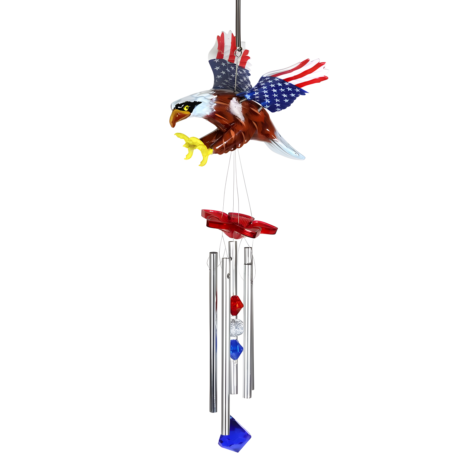 Exhart Exhart WindyWing Patriotic Eagle Wind Chime with American Flag Wings, 8 by 18 Inches