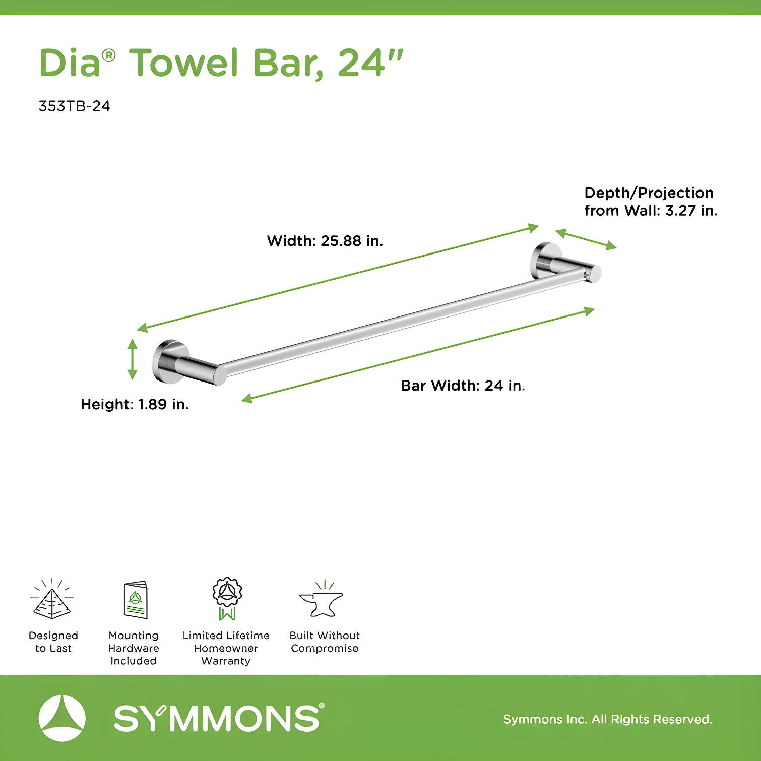 Dia 24" Extra Long Wall Mounted Towel Bar