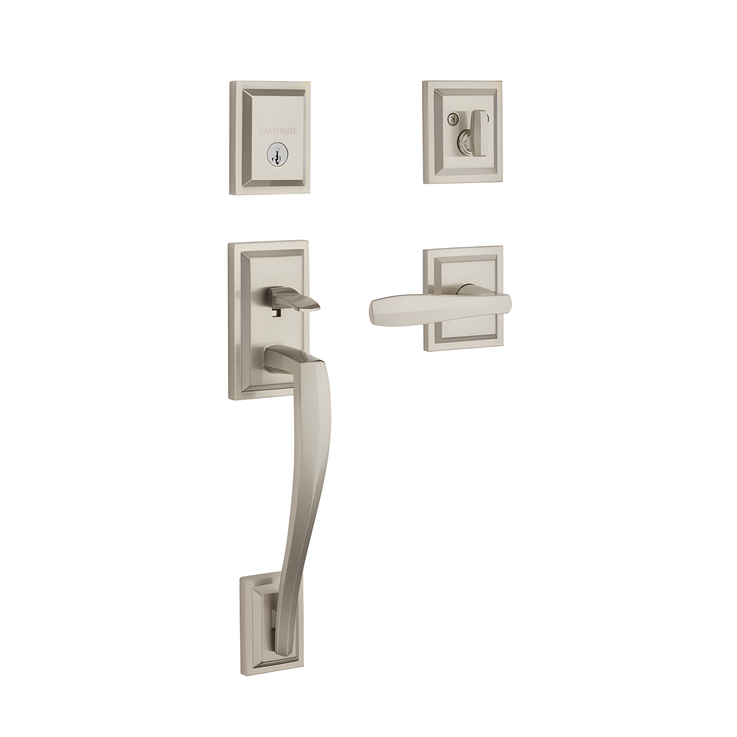 Baldwin 180TPHXTOL15SLBSMTCP Prestige Torrey Pines Handleset with Single Cylinder Deadbolt and Torrey Door Lever and Torrey Rosette