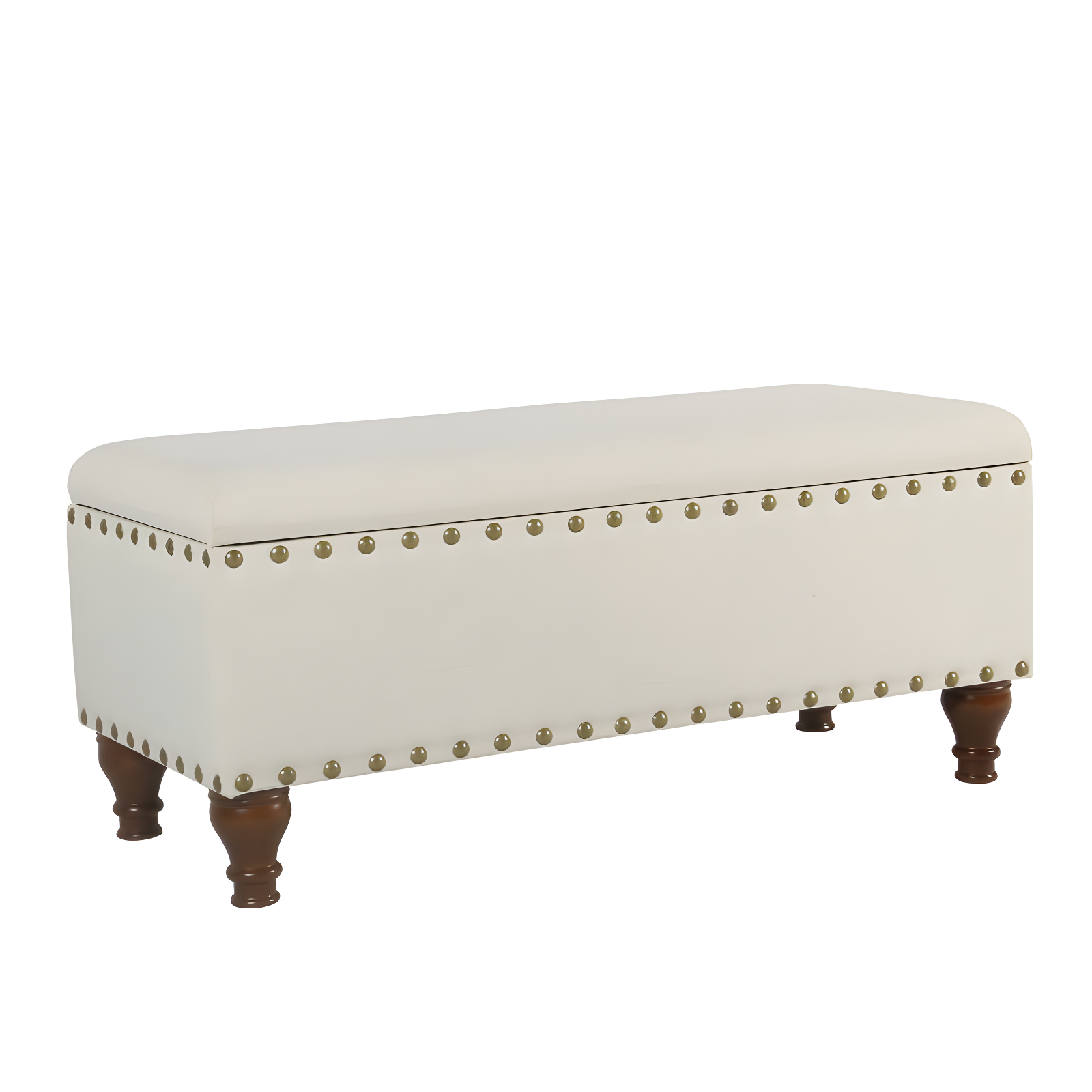 Large Storage Bench with Nailhead Trim Cream - HomePop