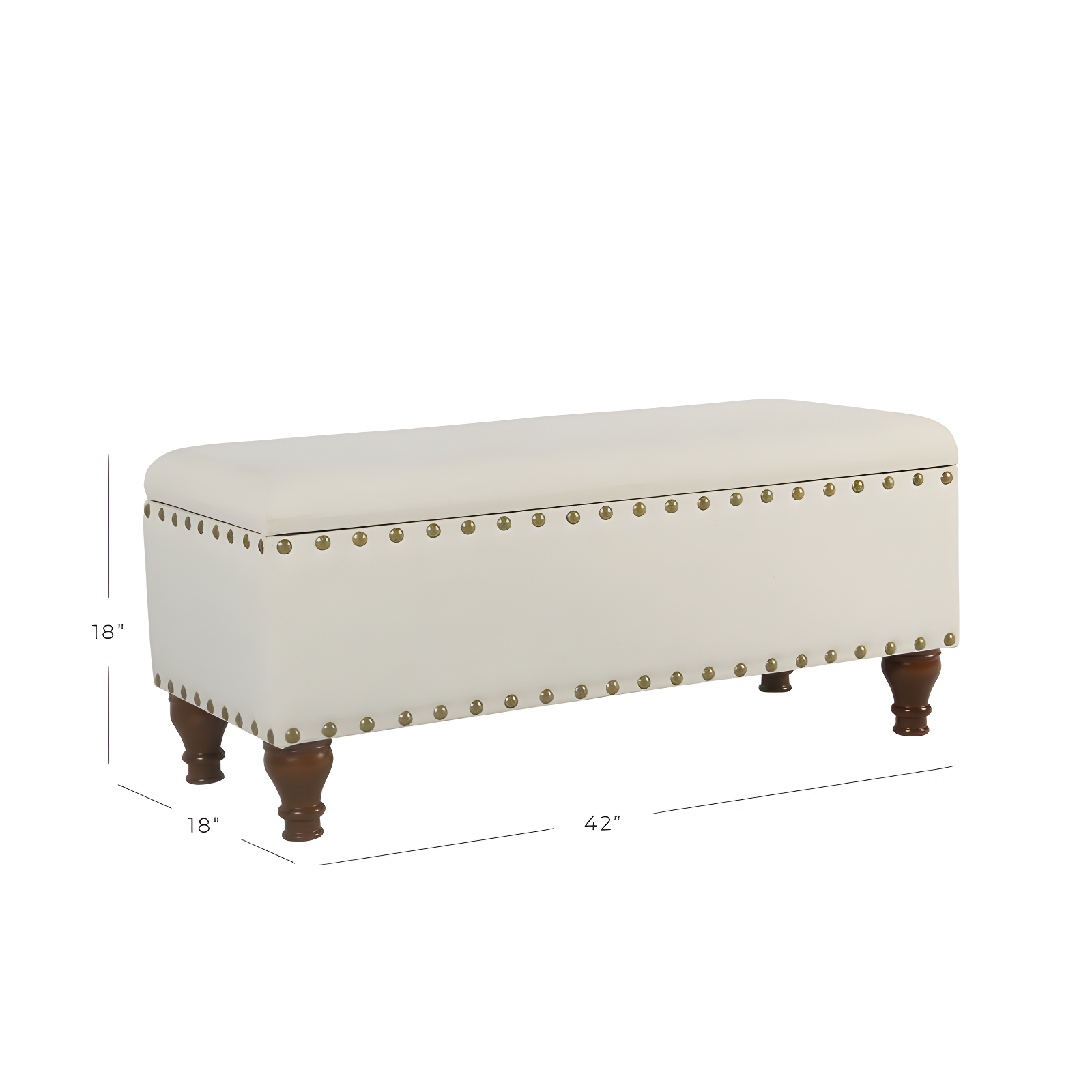 Large Storage Bench with Nailhead Trim Cream - HomePop