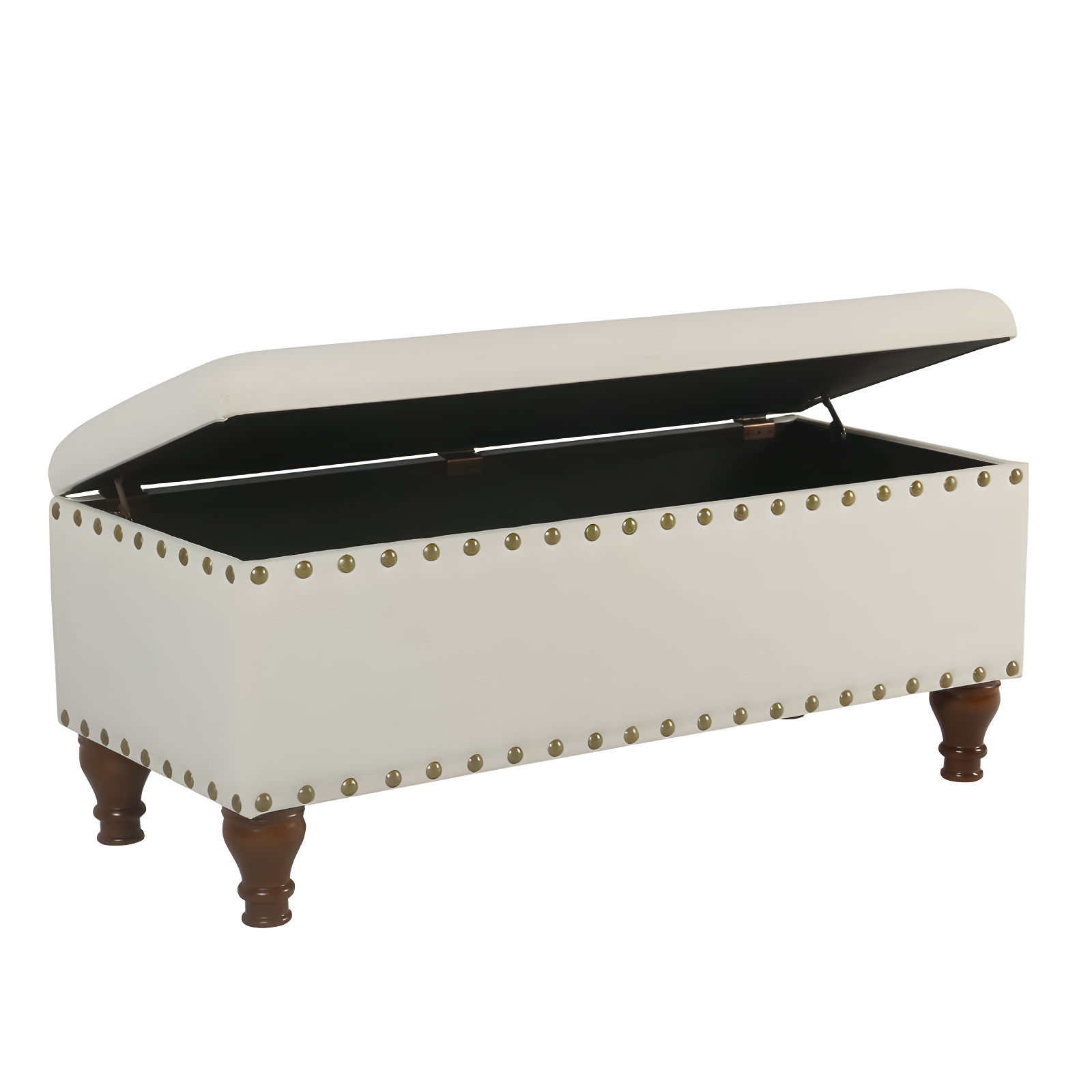 Large Storage Bench with Nailhead Trim Cream - HomePop