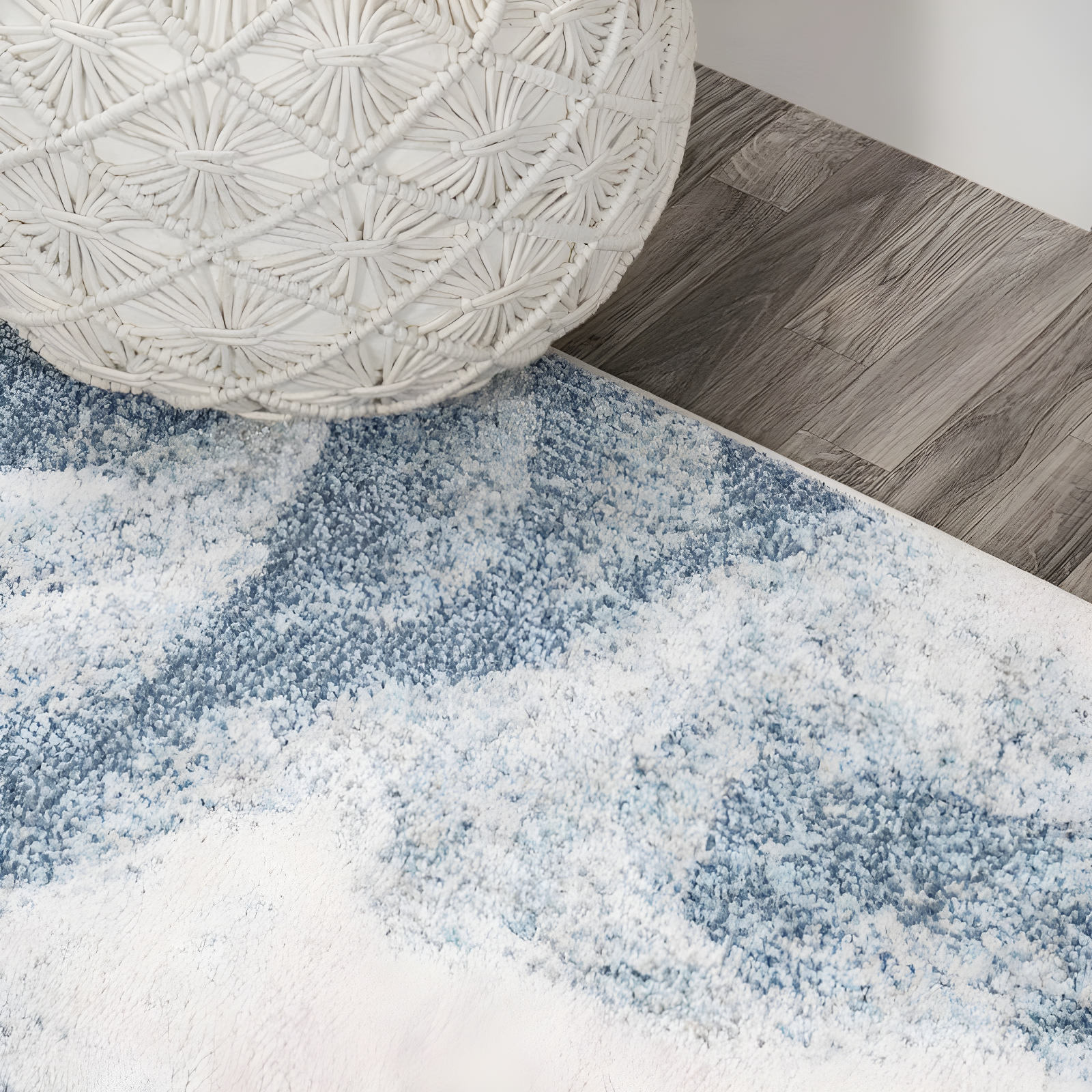 2' x 8' Petalo Abstract Two-Tone Modern Runner Rug, Blue/Cream - JONATHAN Y