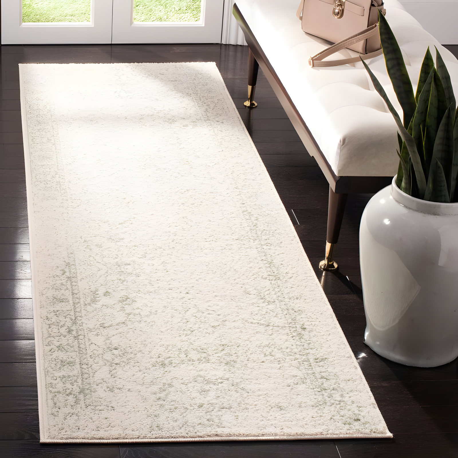 Adirondack ADR109 Machine Made Indoor Runner - Ivory/Sage - 2'6"x12' - Safavieh