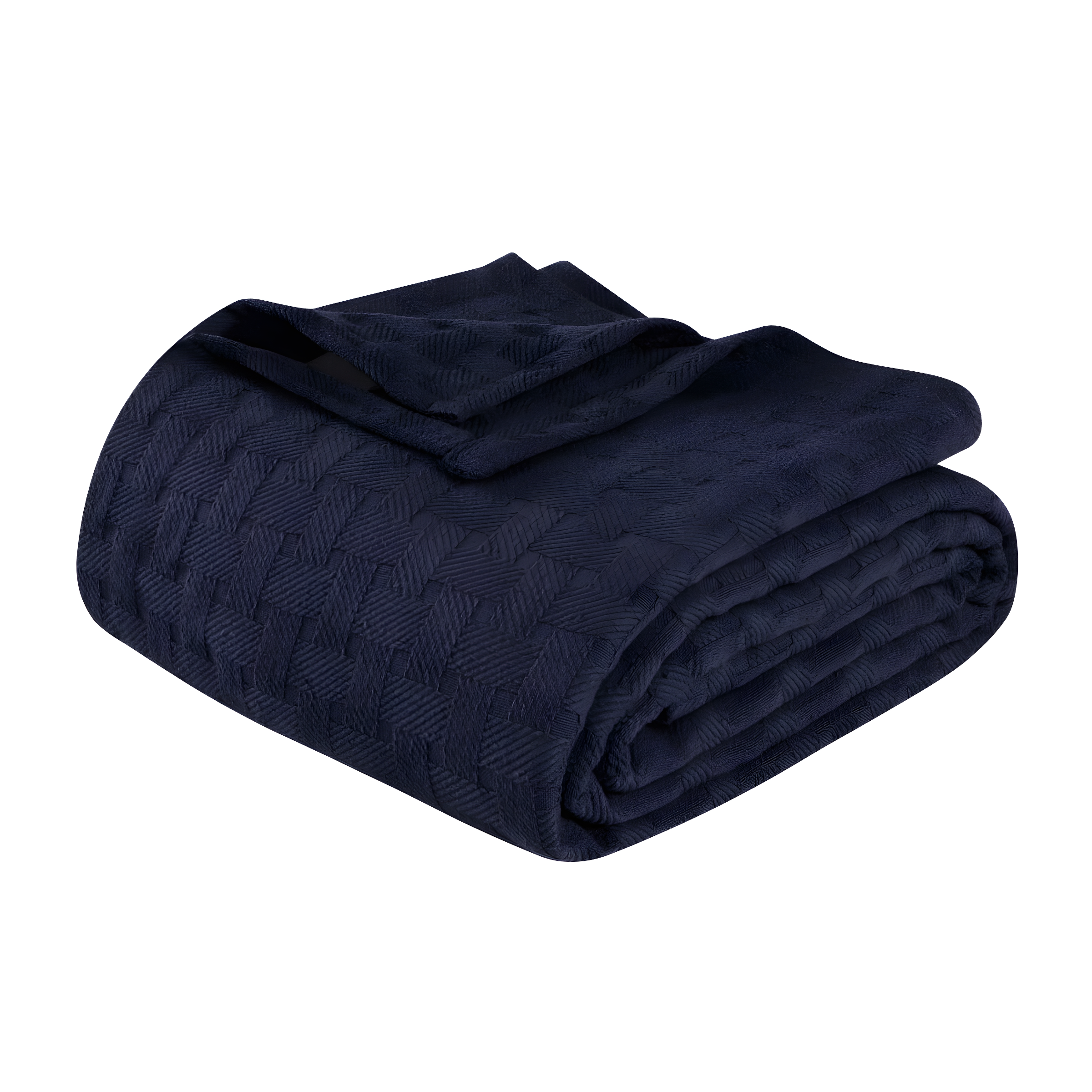 Superior Basketweave All-Season Cotton Blanket, Throw (Non-Standard), Navy Blue