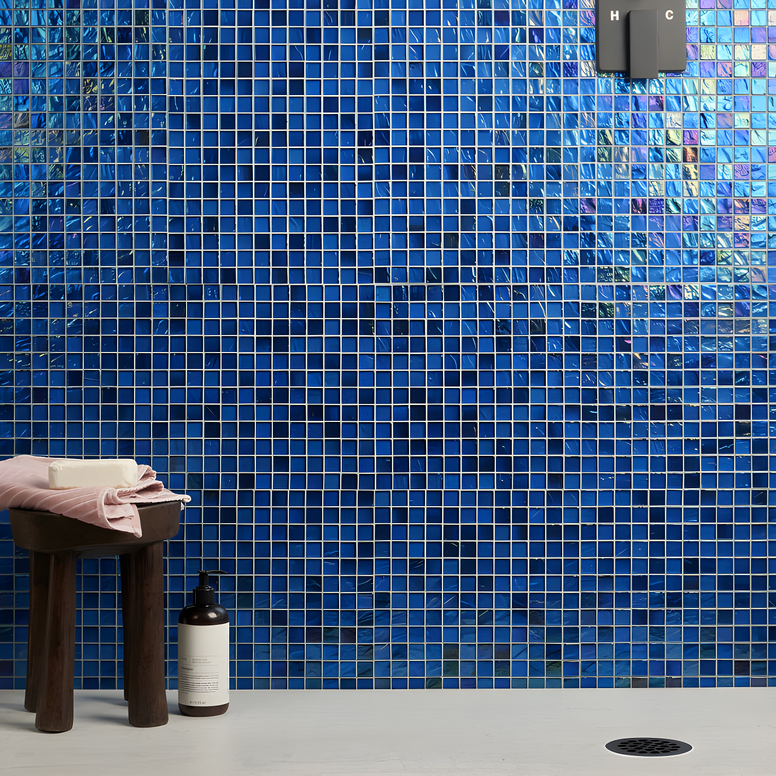 Speckle 11.73" x 11.73" Iridescent 1" Squares Glass Mosaic Wall Tile (0.95 Sq. Ft. / Sheet)