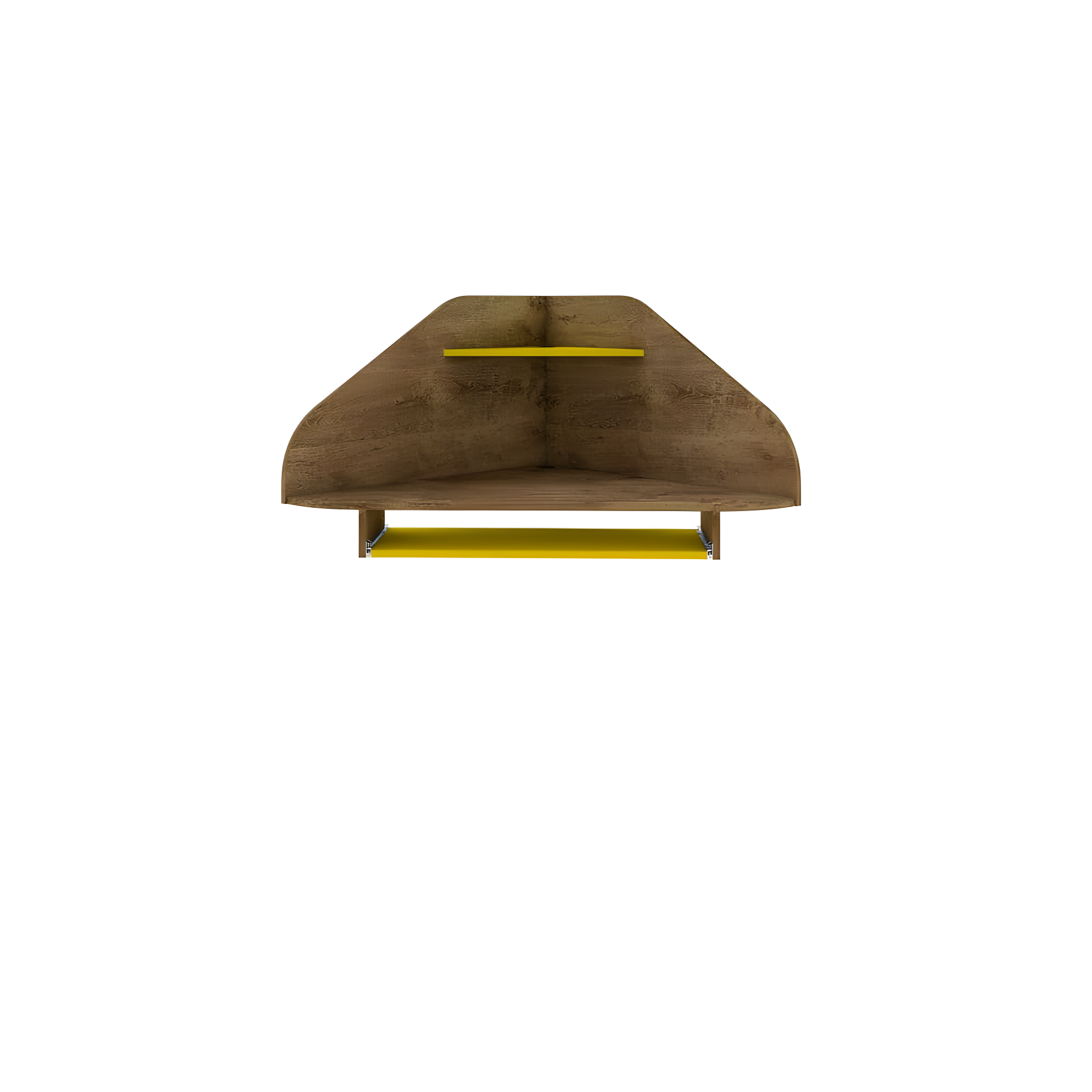Bradley Floating Corner Desk with Keyboard Shelf in Rustic Brown and Yellow
