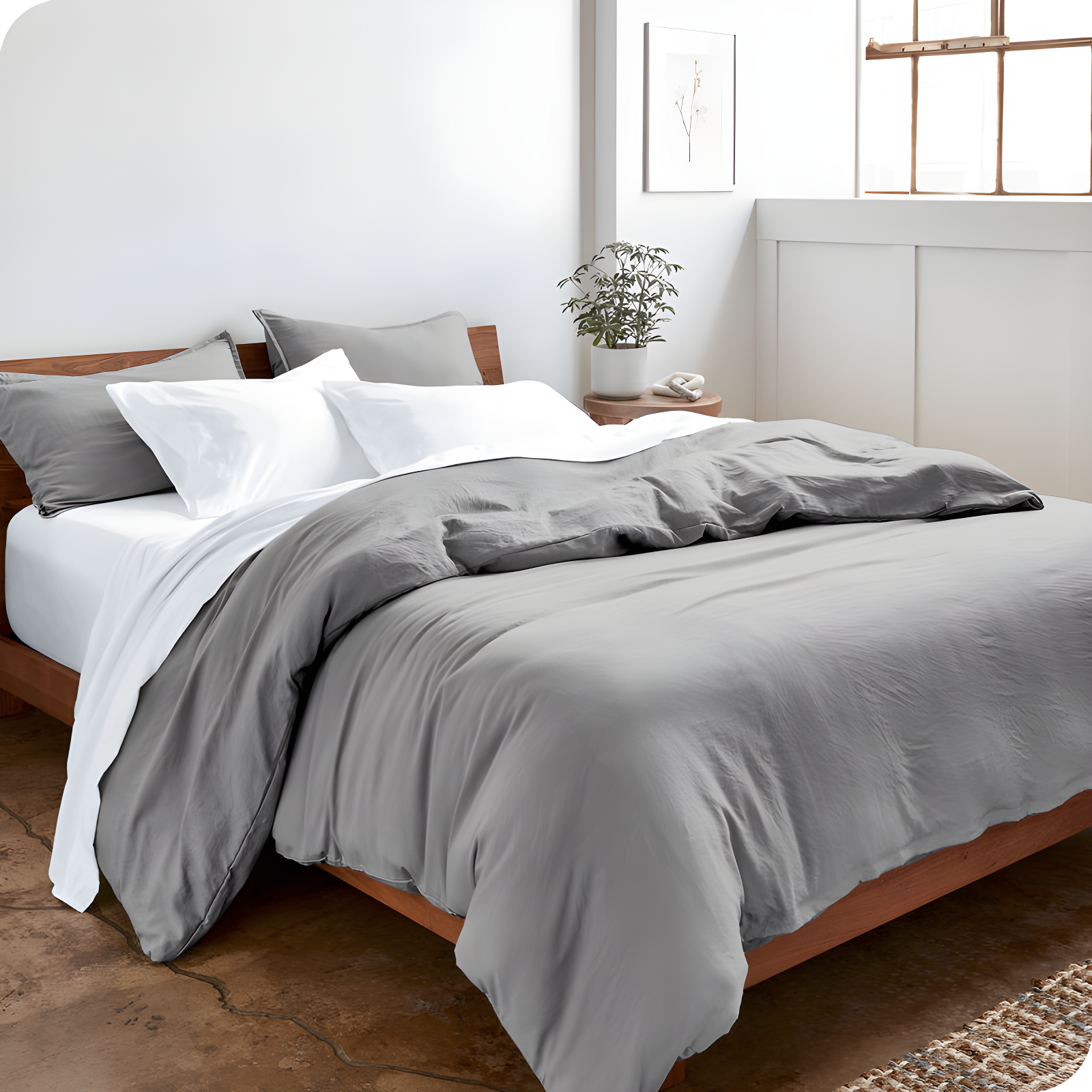 Bare Home Washed Microfiber Duvet Cover Set