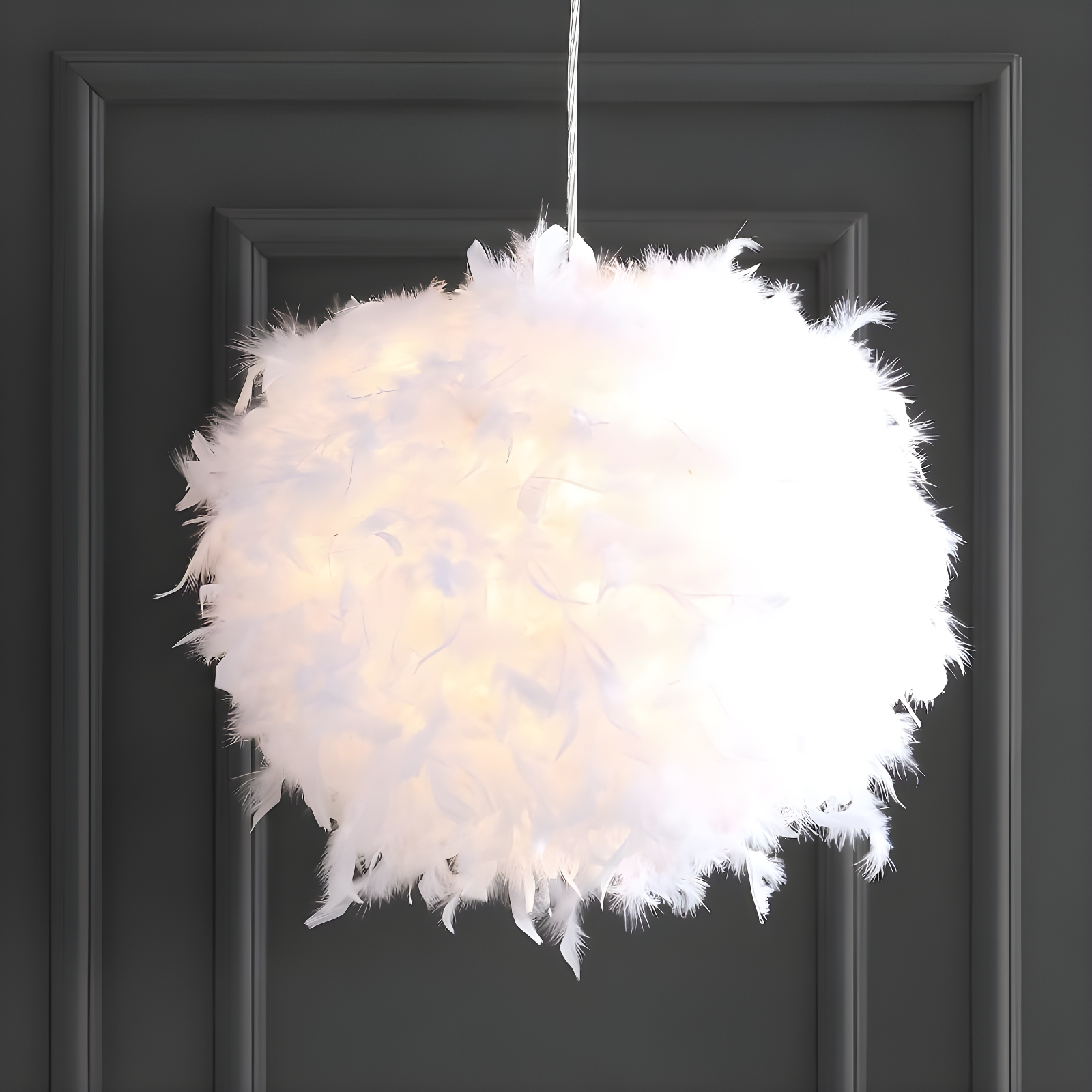 JONATHAN Y Stork 19" Feather Metal Adjustable LED Pendant, White